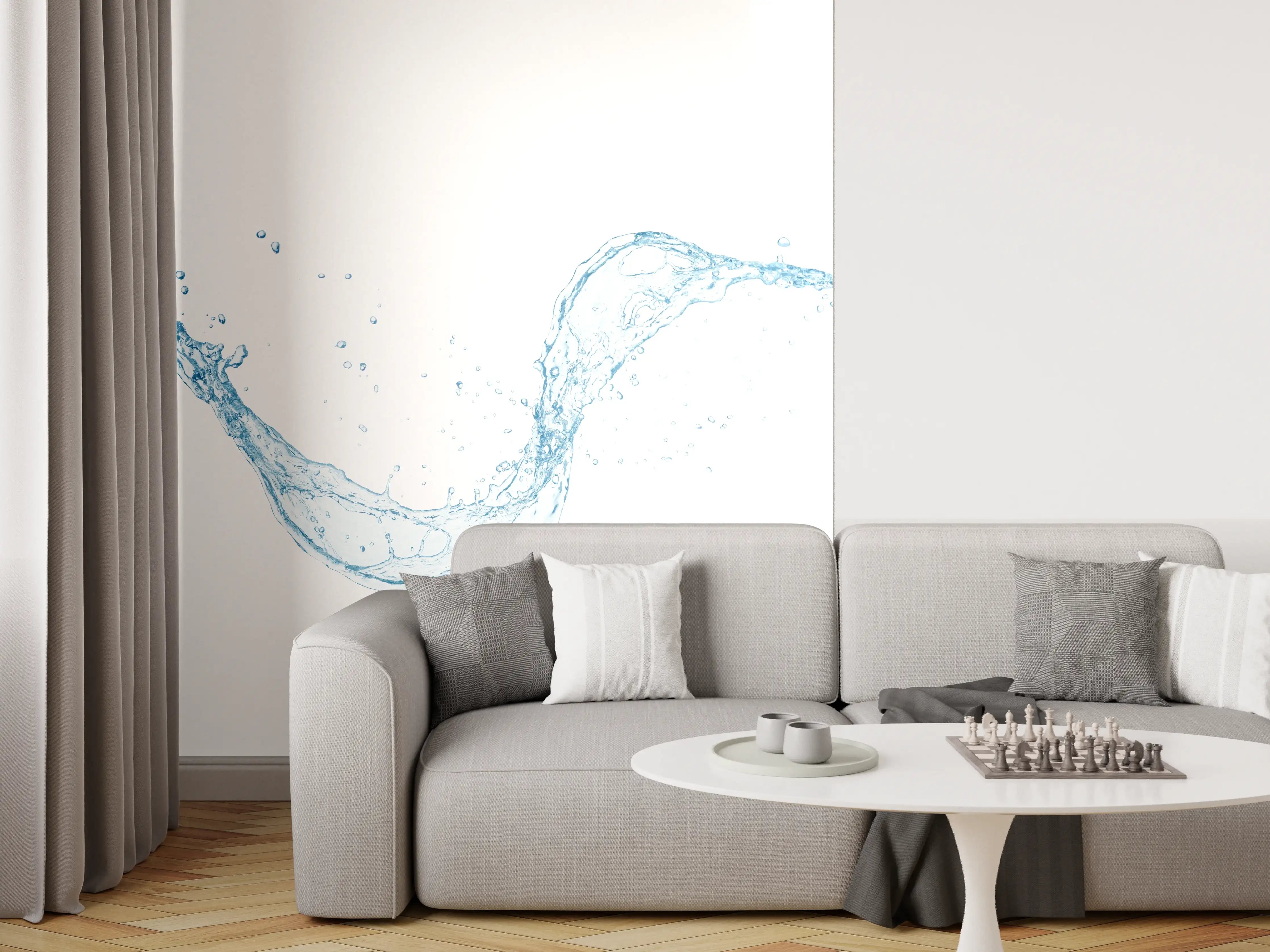 Wandverkleidung Wohnzimmer - Klares Wasser Spritzbild