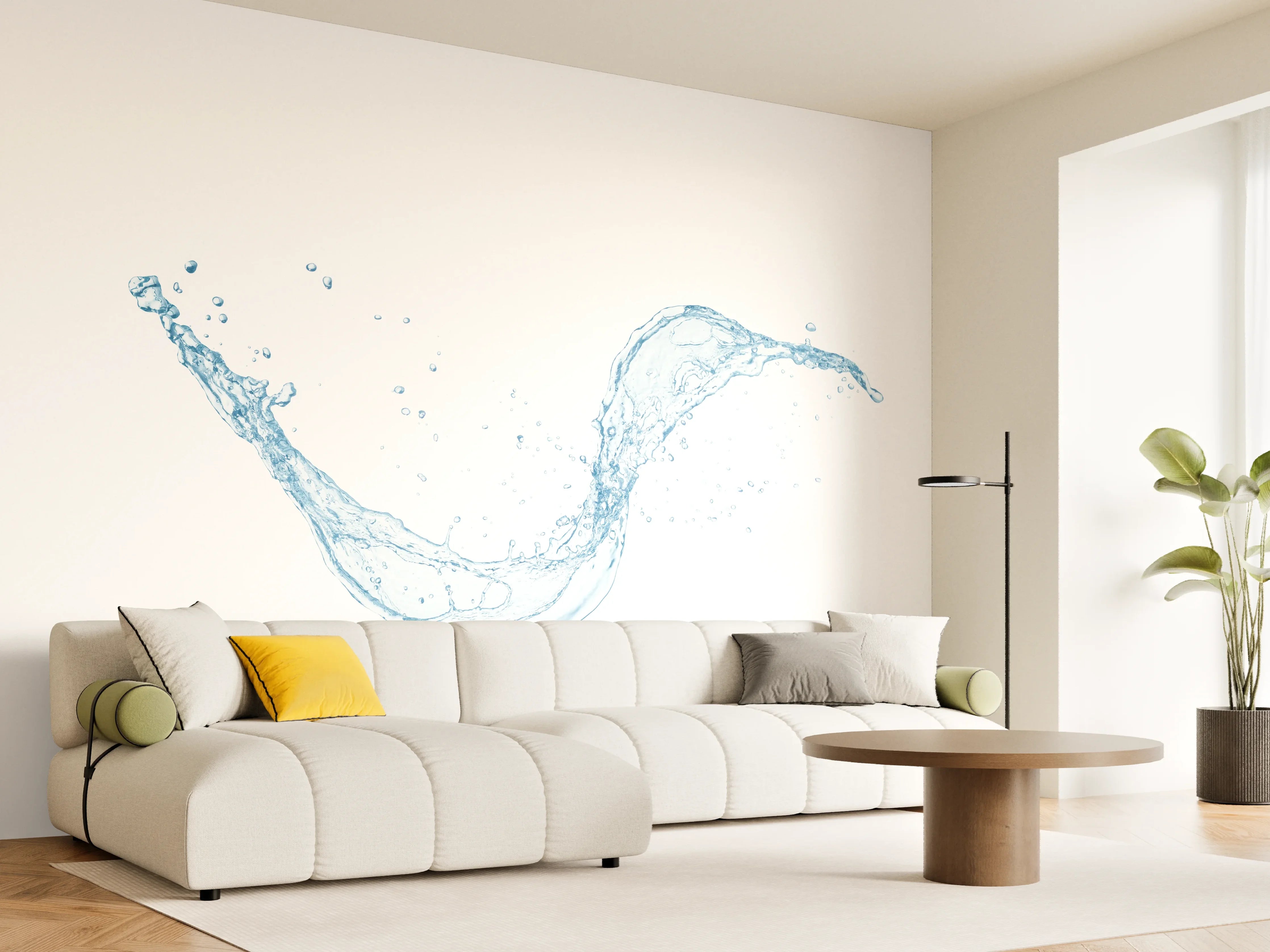 Wandverkleidung Wohnzimmer - Klares Wasser Spritzbild