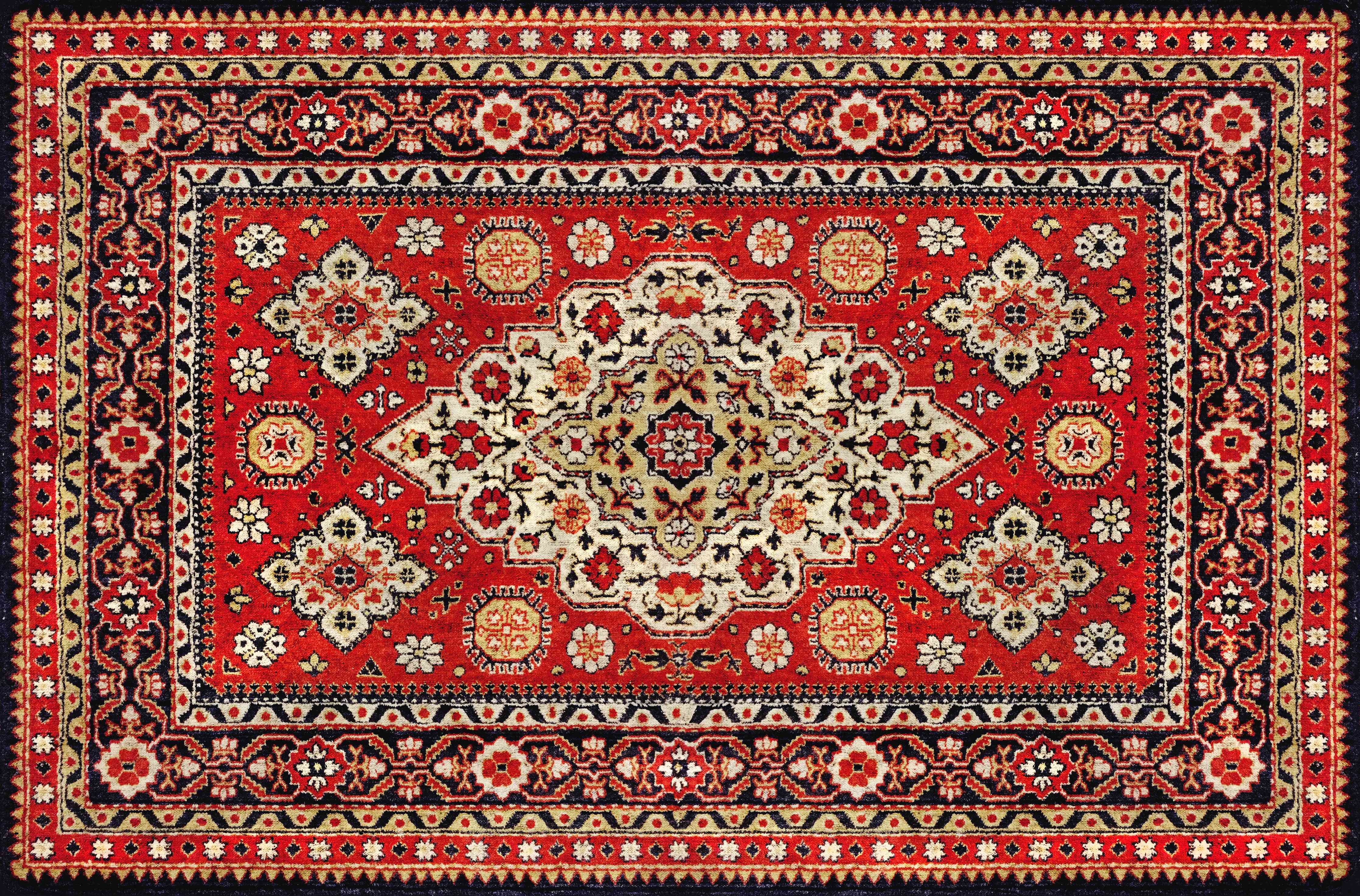Wandverkleidung Wohnzimmer-Klassischer Orient-Teppich in Rot