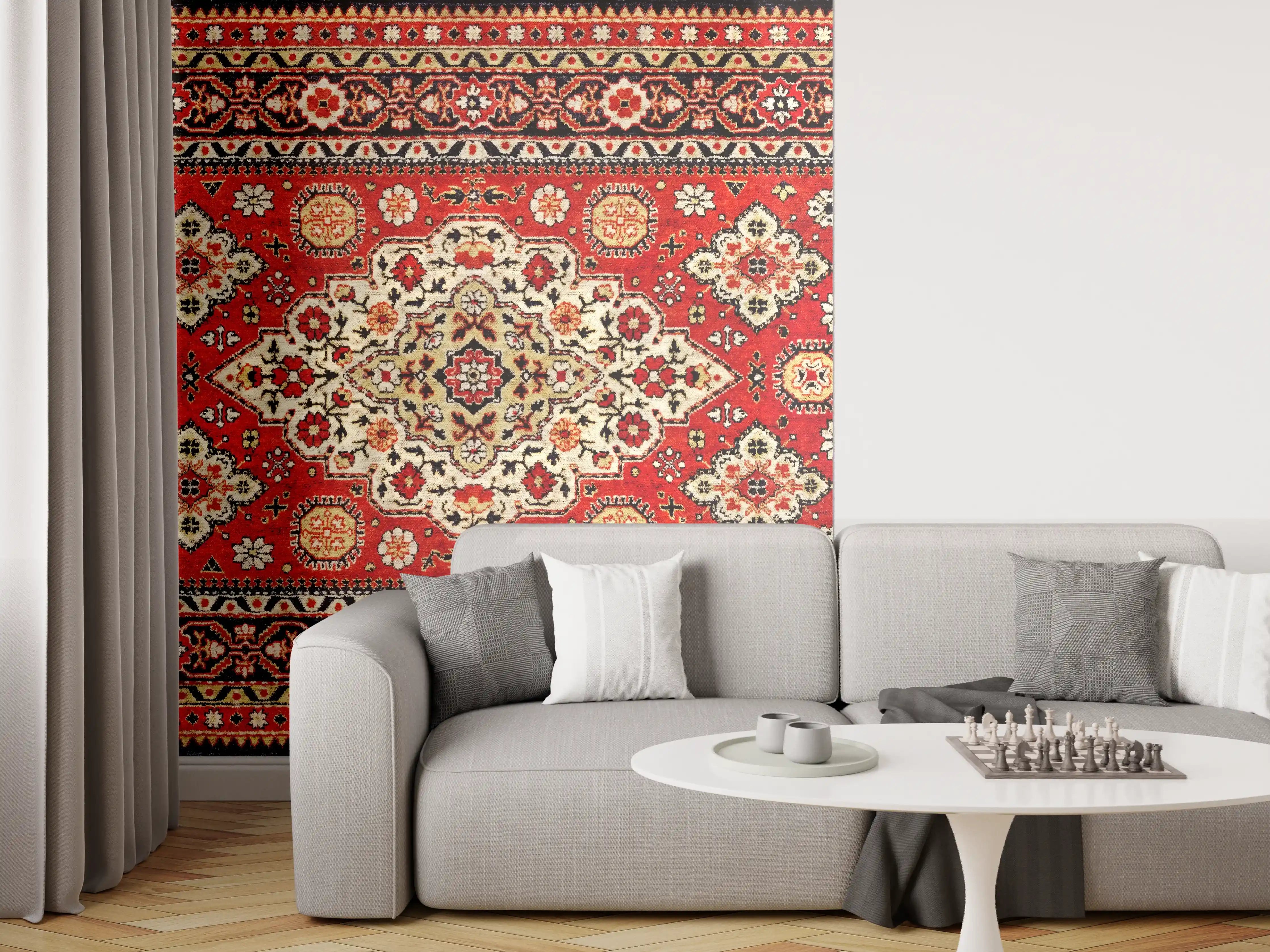 Wandverkleidung Wohnzimmer - Klassischer Orient-Teppich in Rot