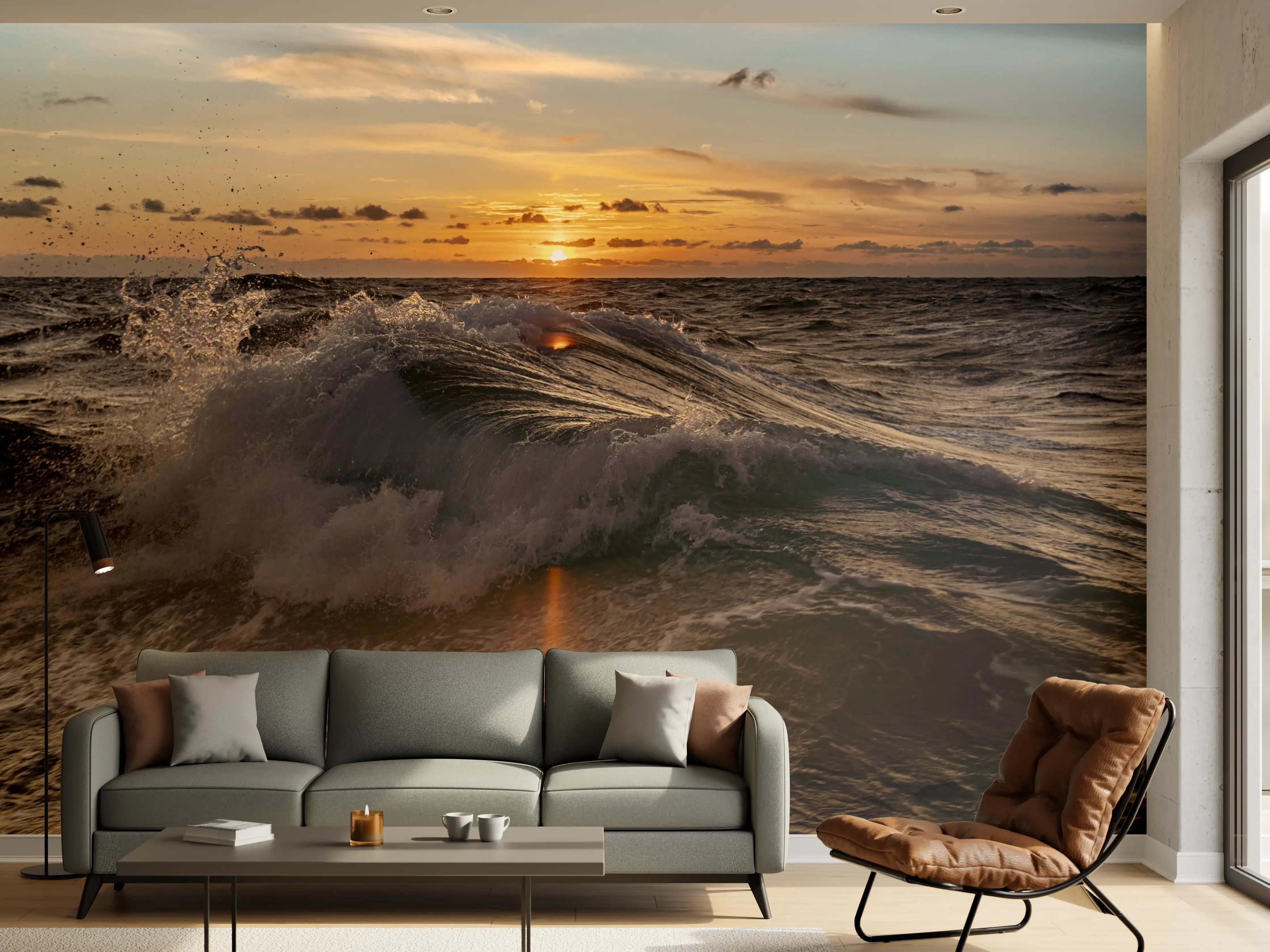 Wandverkleidung Wohnzimmer - Kleine Windwelle bei Sonnenuntergang