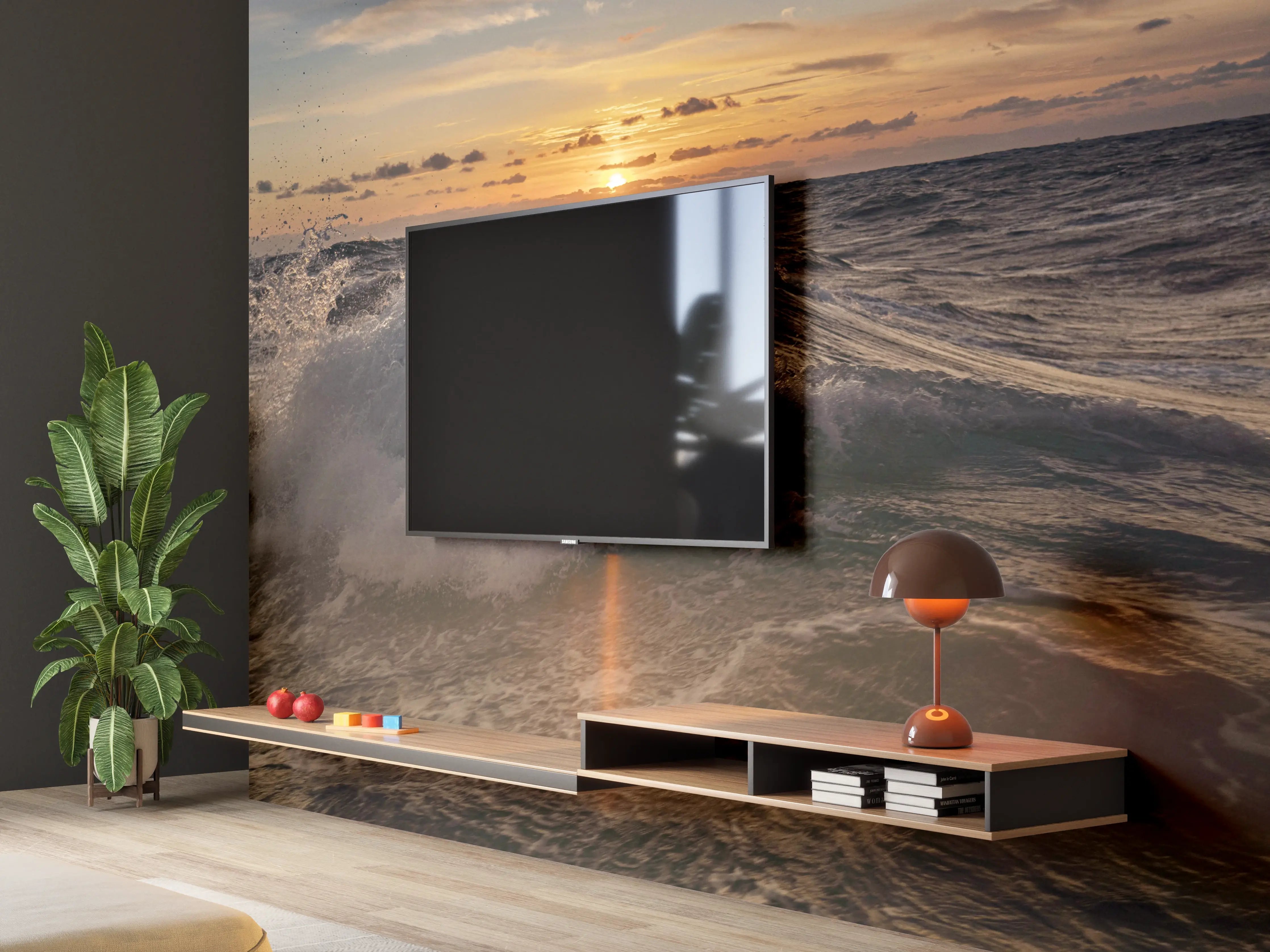 Wandverkleidung Wohnzimmer - Kleine Windwelle bei Sonnenuntergang