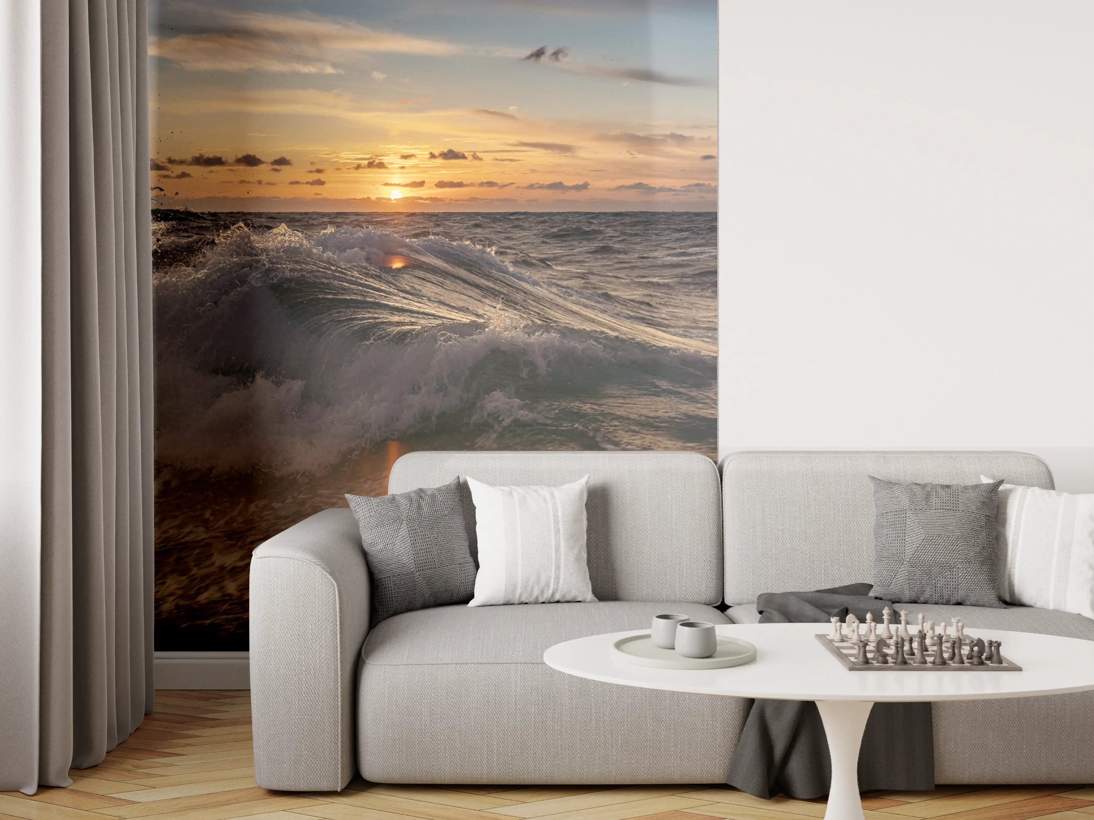 Wandverkleidung Wohnzimmer - Kleine Windwelle bei Sonnenuntergang
