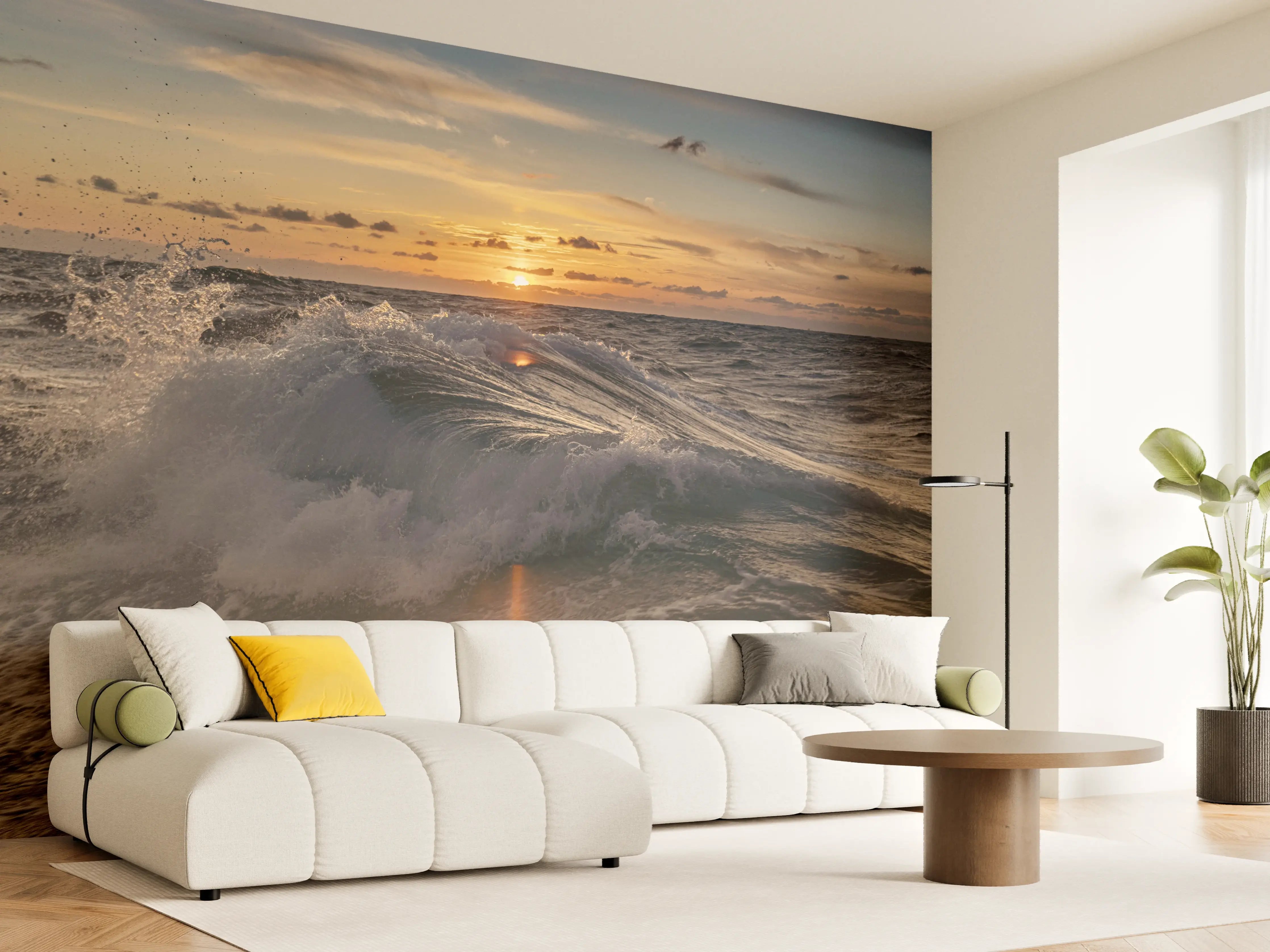 Wandverkleidung Wohnzimmer - Kleine Windwelle bei Sonnenuntergang