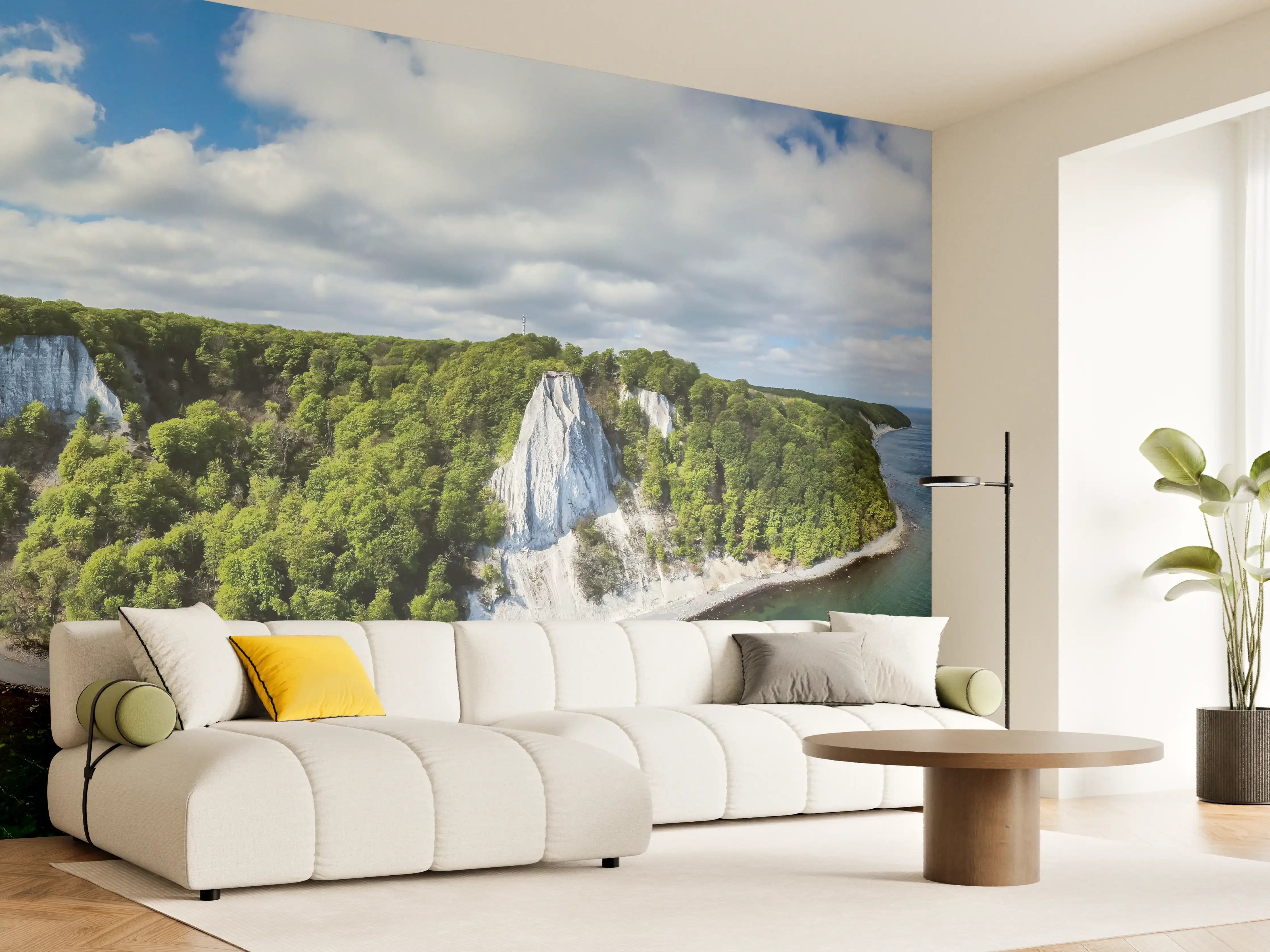 Wandverkleidung Wohnzimmer - Kliff und Wald an der Küste