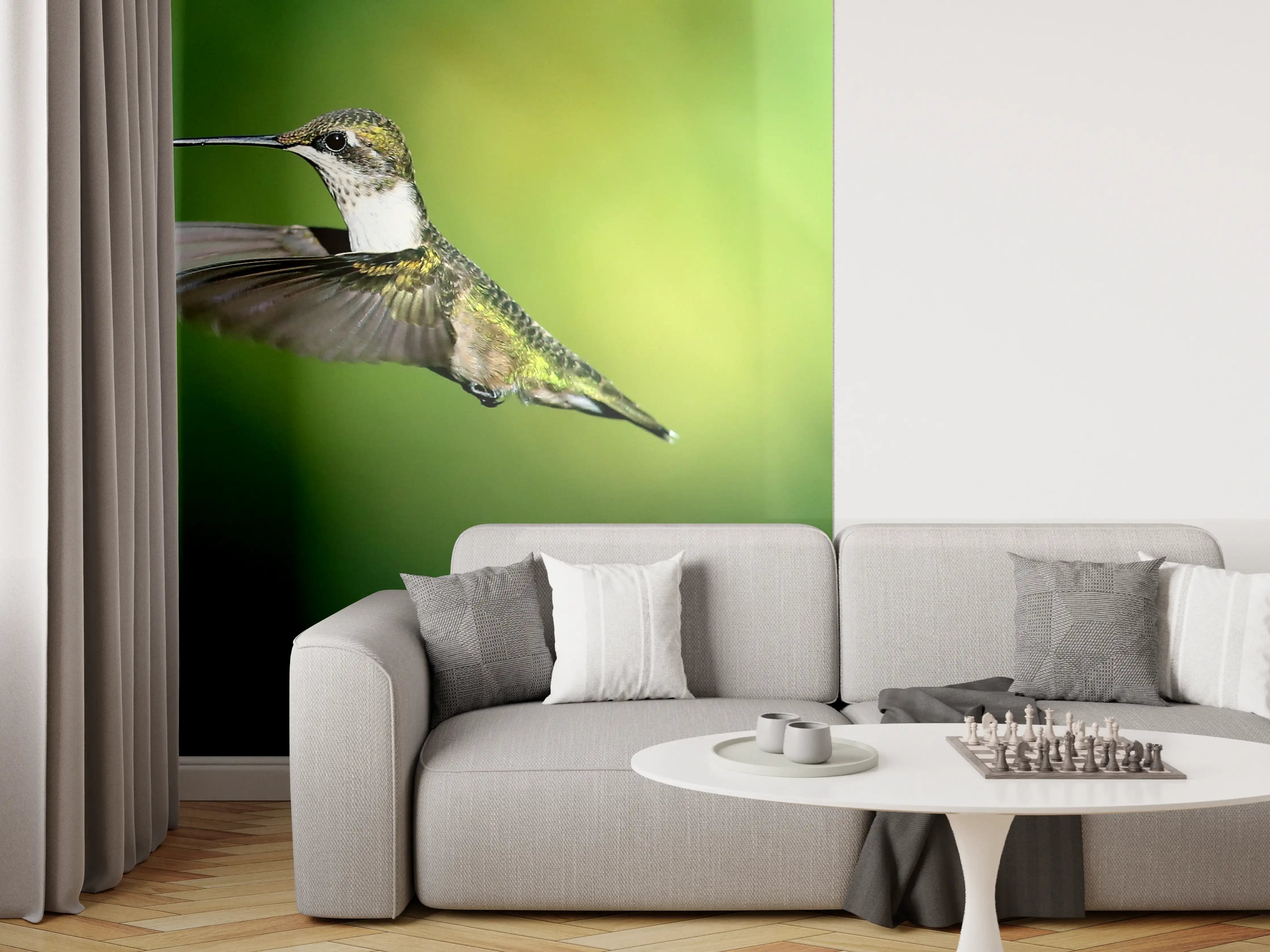 Wandverkleidung Wohnzimmer - Kolibri-Weibchen im Flug