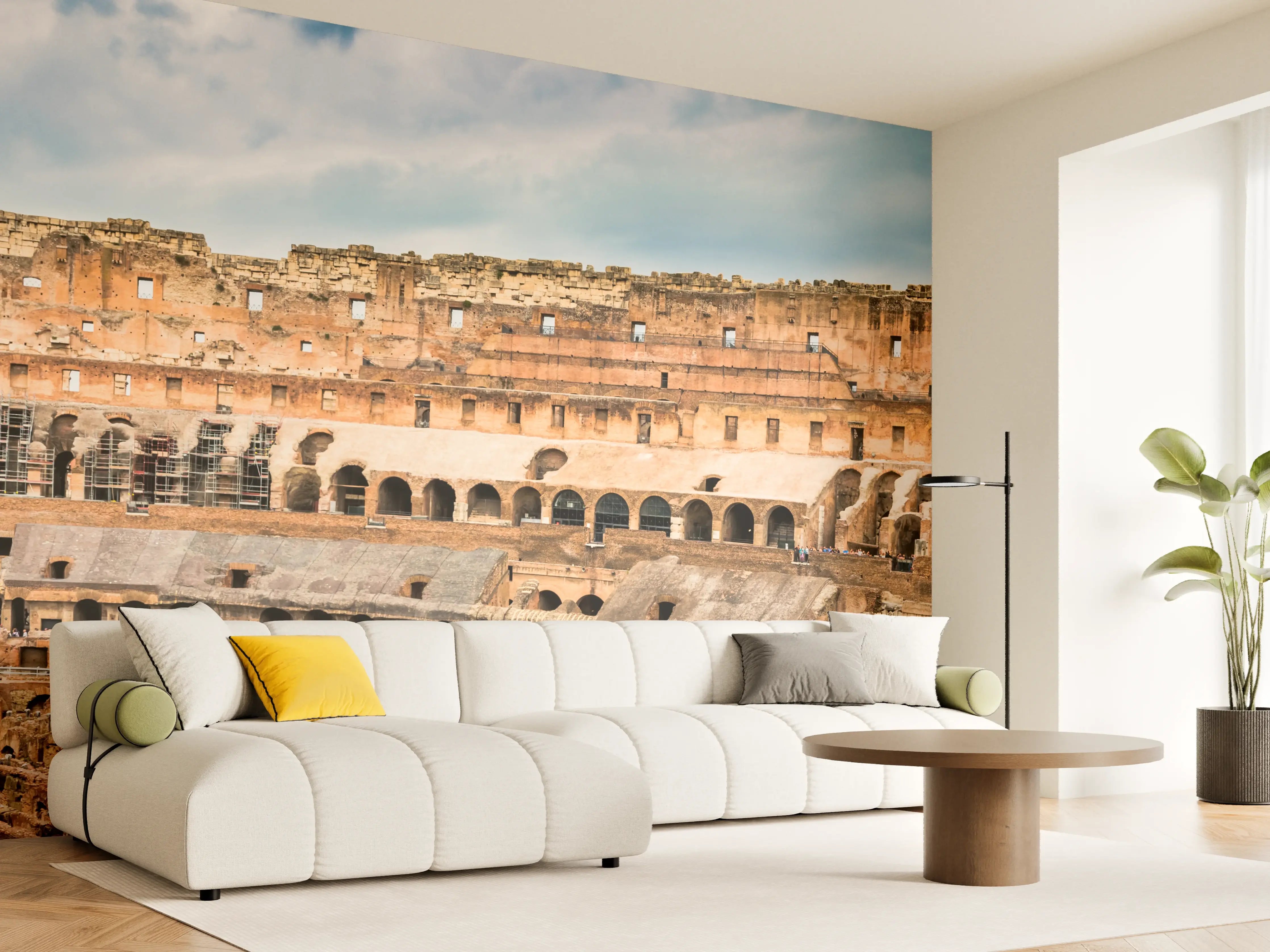 Wandverkleidung Wohnzimmer - Kolosseum Panorama in Beige