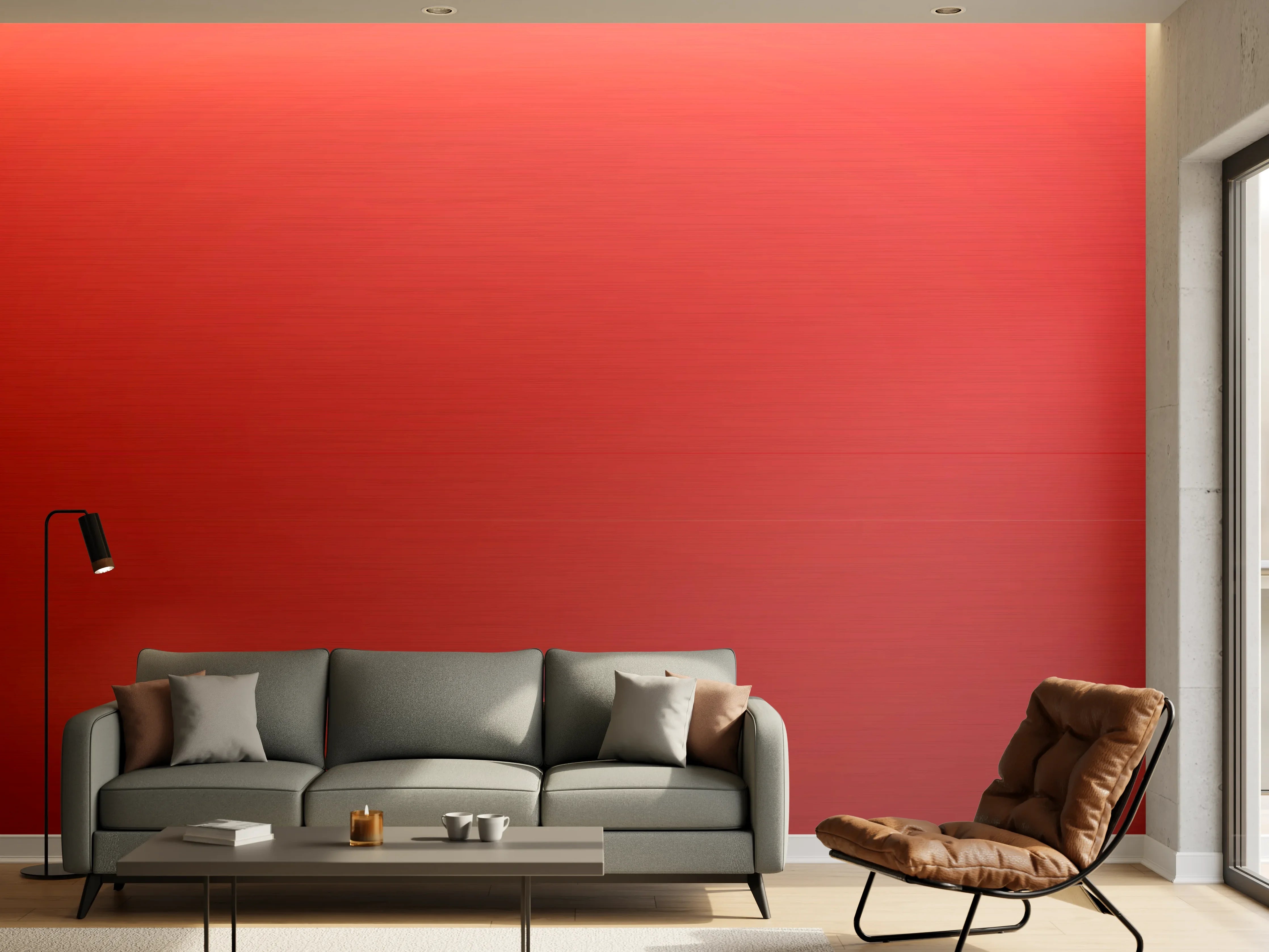 Wandverkleidung Wohnzimmer - Kräftiges Rot Uni-Farbe
