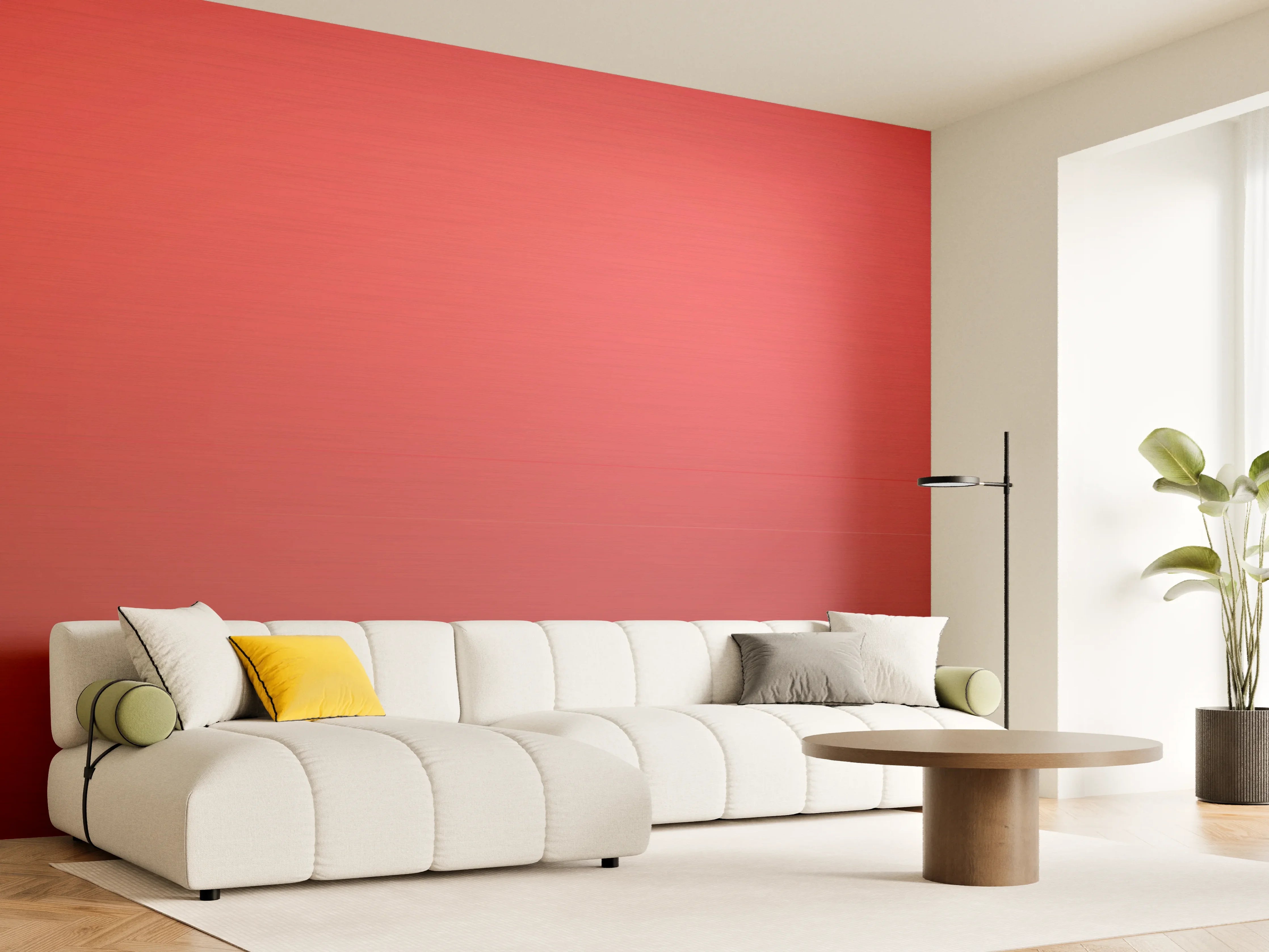 Wandverkleidung Wohnzimmer - Kräftiges Rot Uni-Farbe