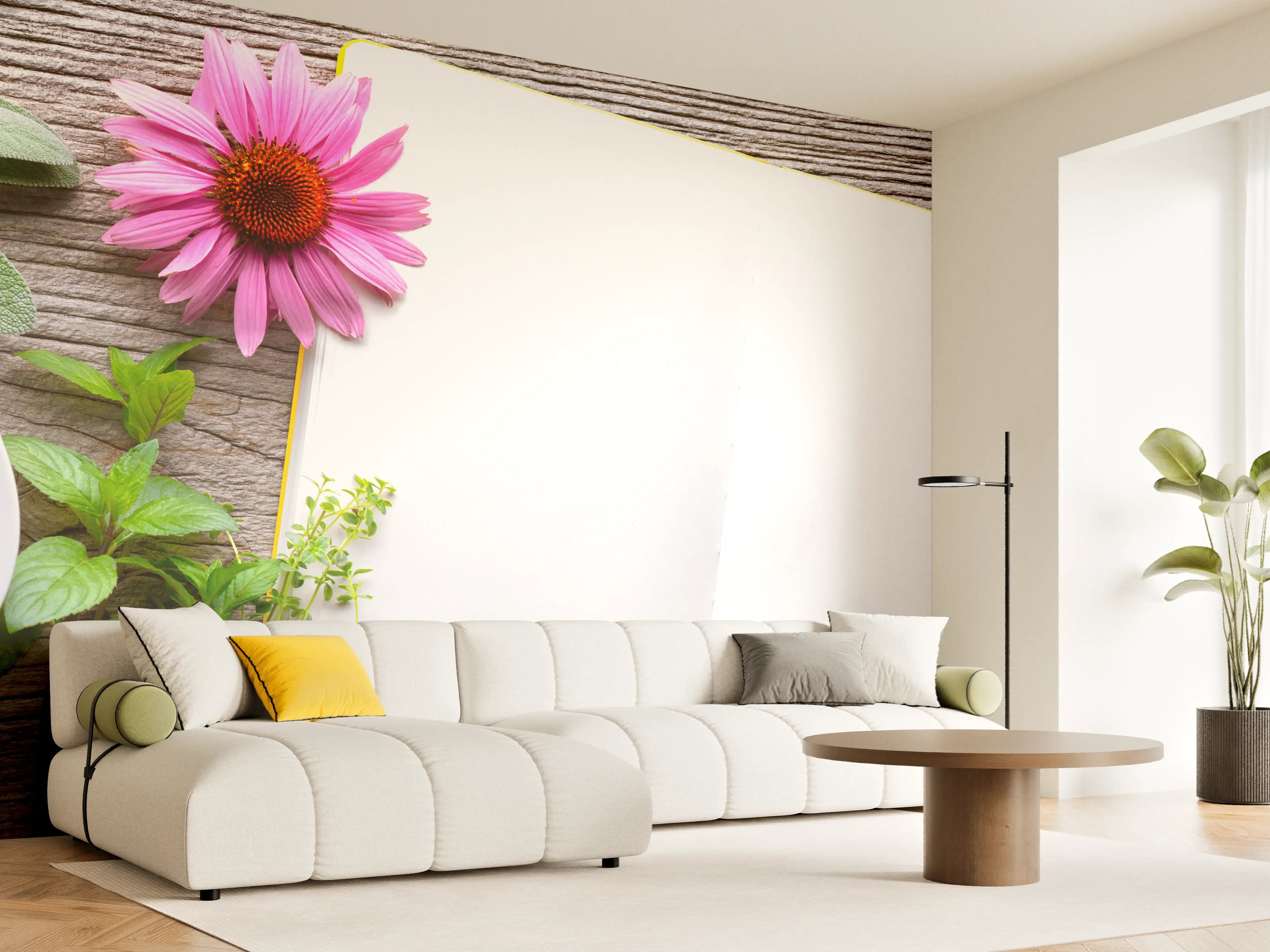 Wandverkleidung Wohnzimmer - Kräuter & Blumen