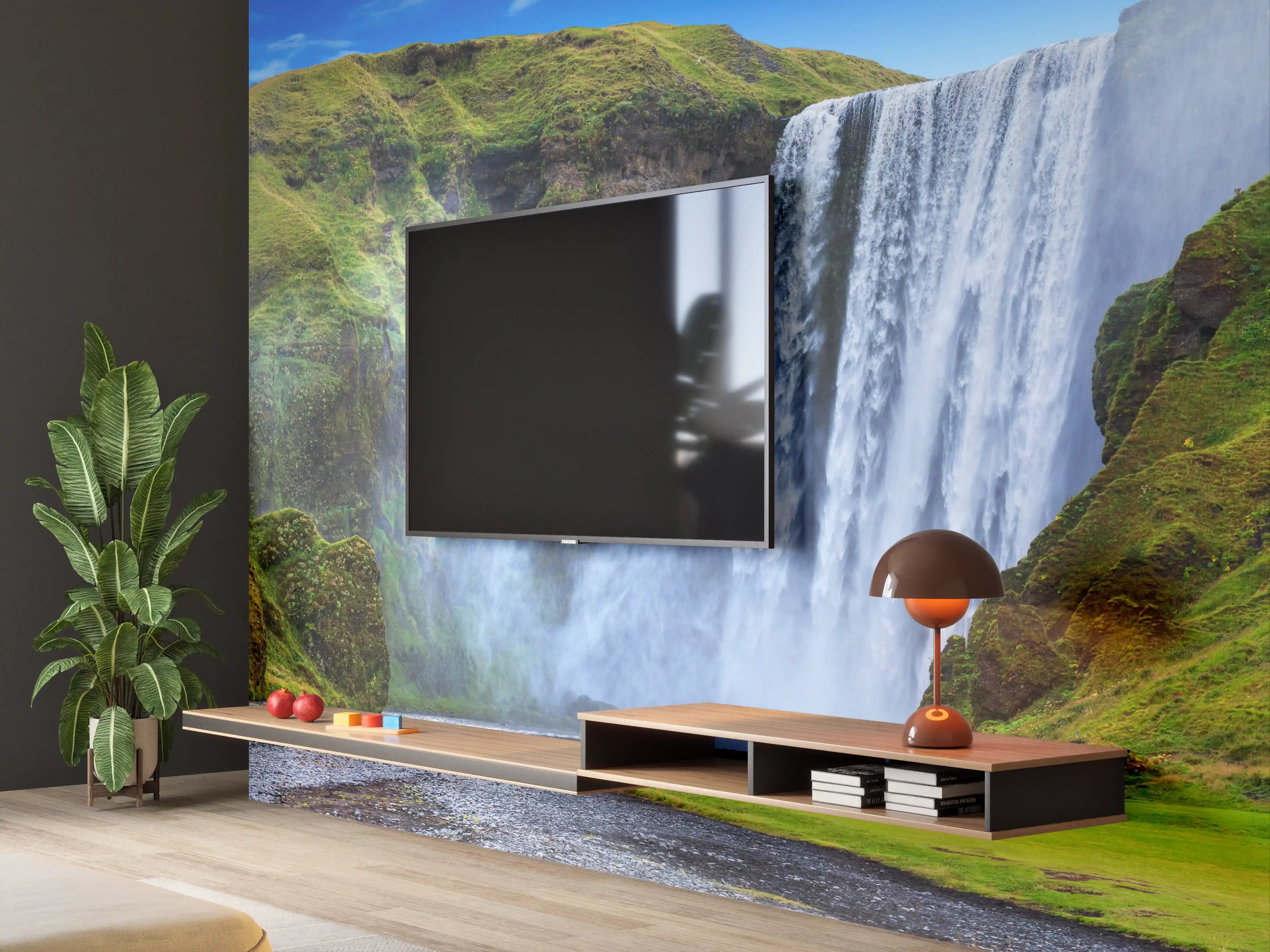 Wandverkleidung Wohnzimmer - Kraftvoller Wasserfall