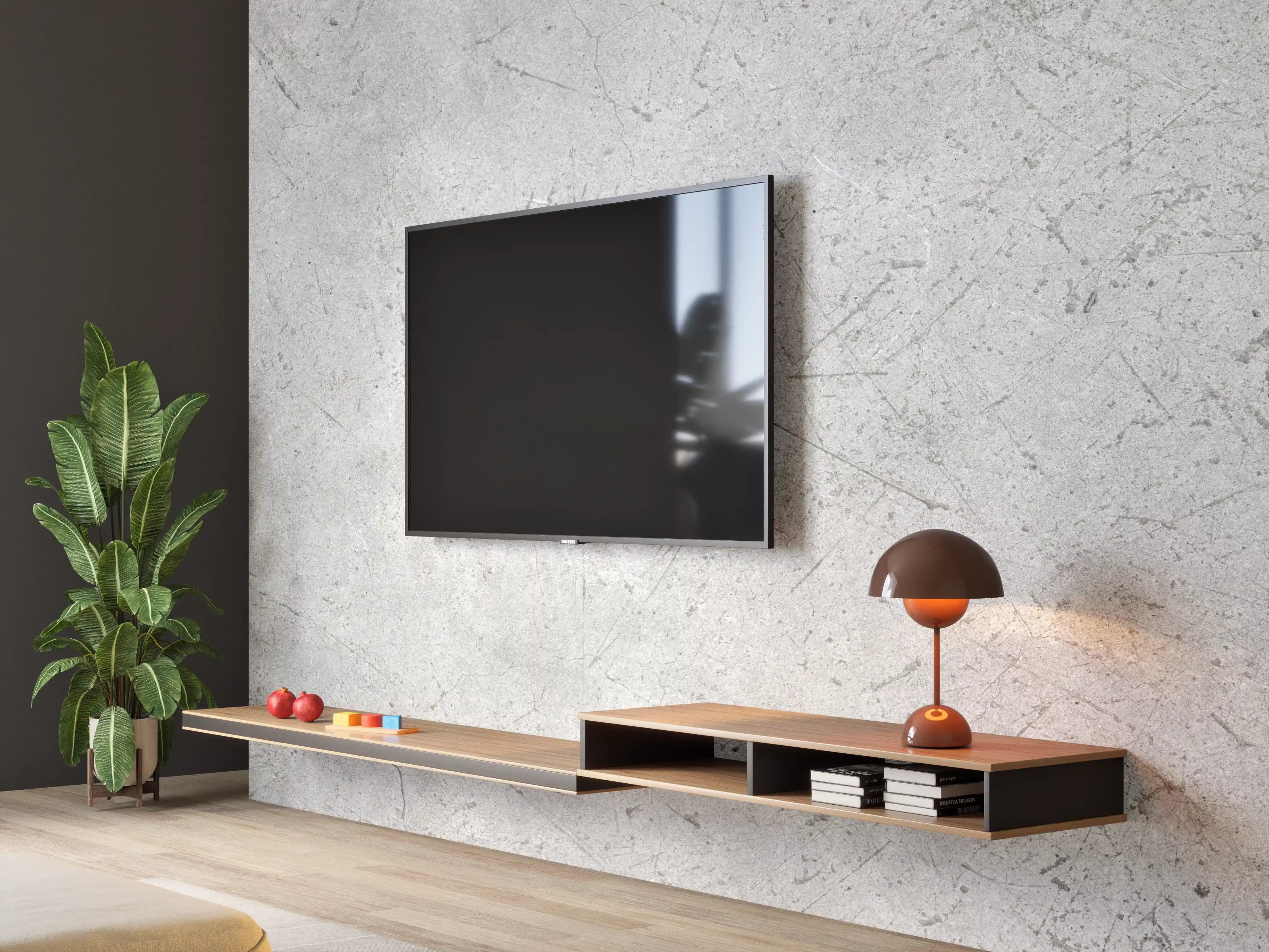Wandverkleidung Wohnzimmer - Kratzige graue Betonwand