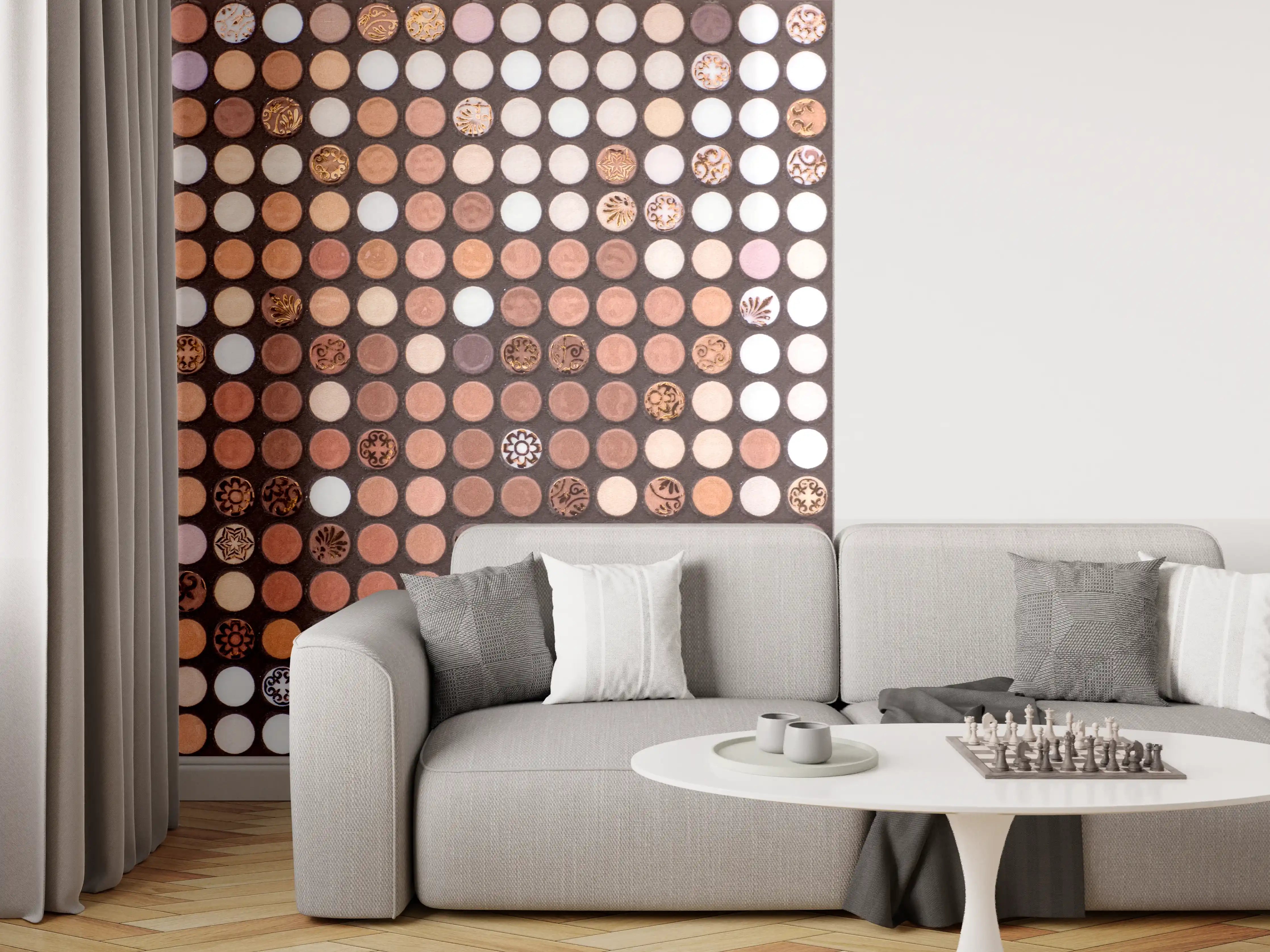 Wandverkleidung Wohnzimmer - Kreative Holzmosaik-Kunst