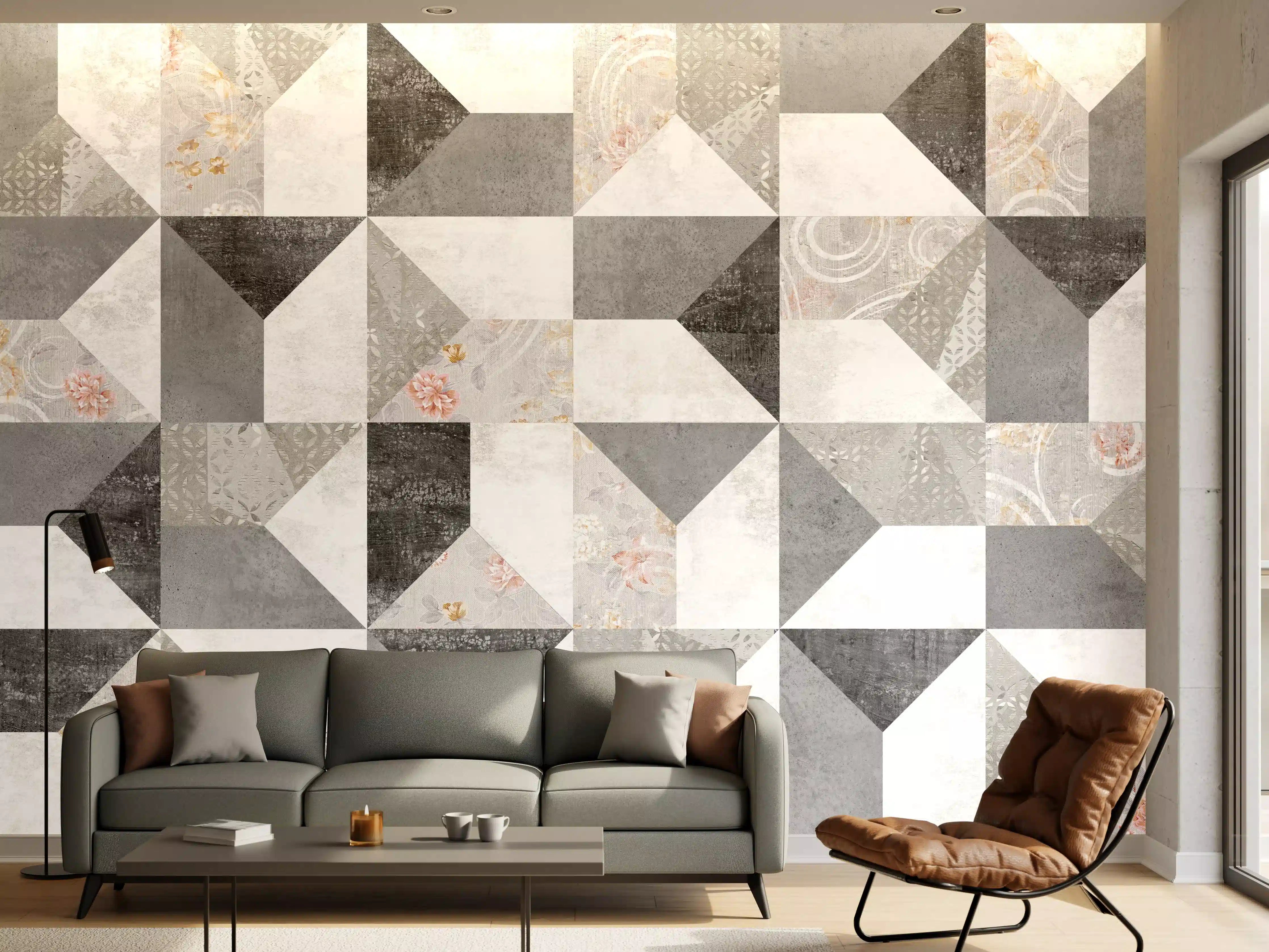 Wandverkleidung Wohnzimmer - Kreatives Fliesenmuster