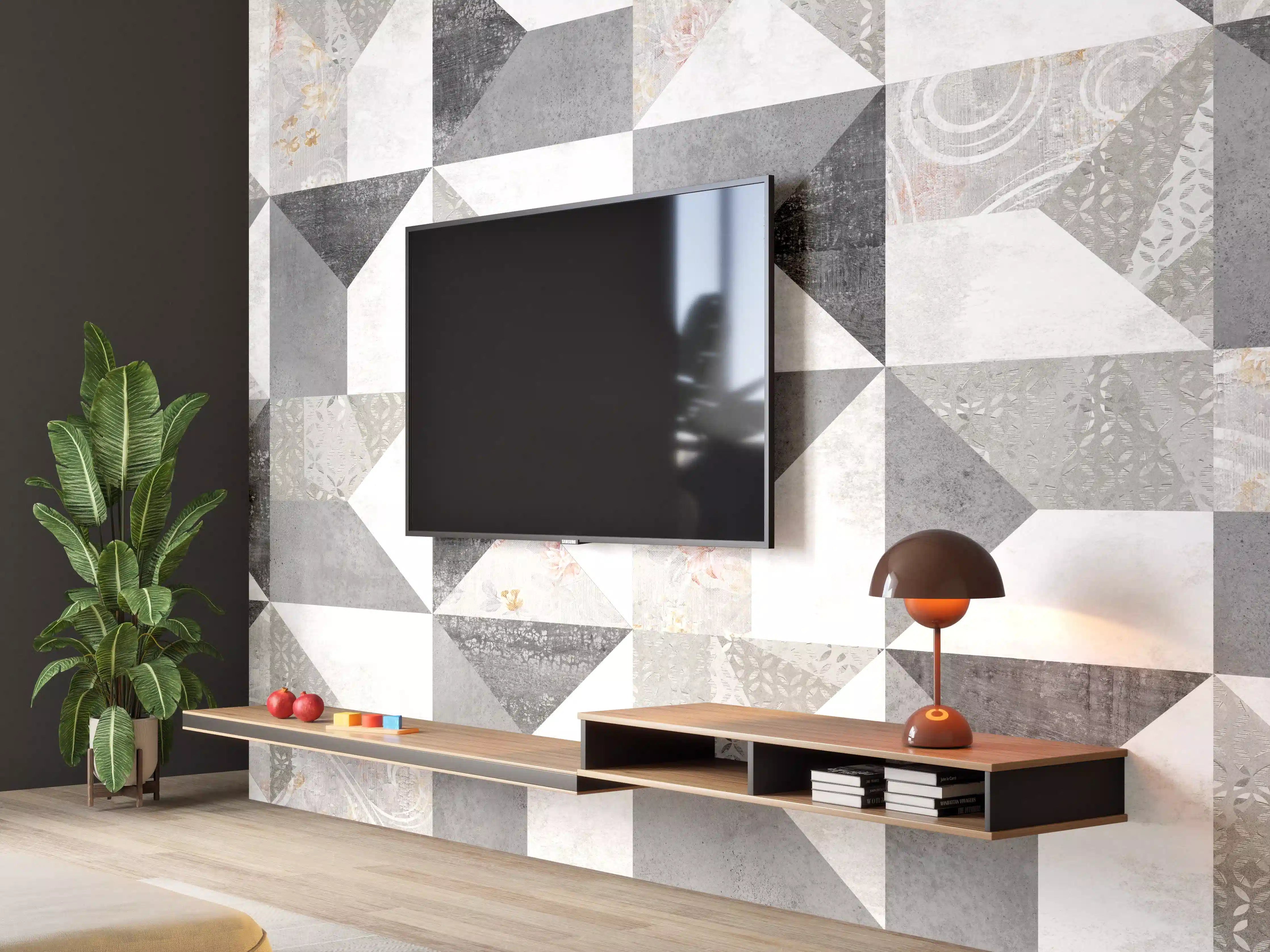 Wandverkleidung Wohnzimmer - Kreatives Fliesenmuster