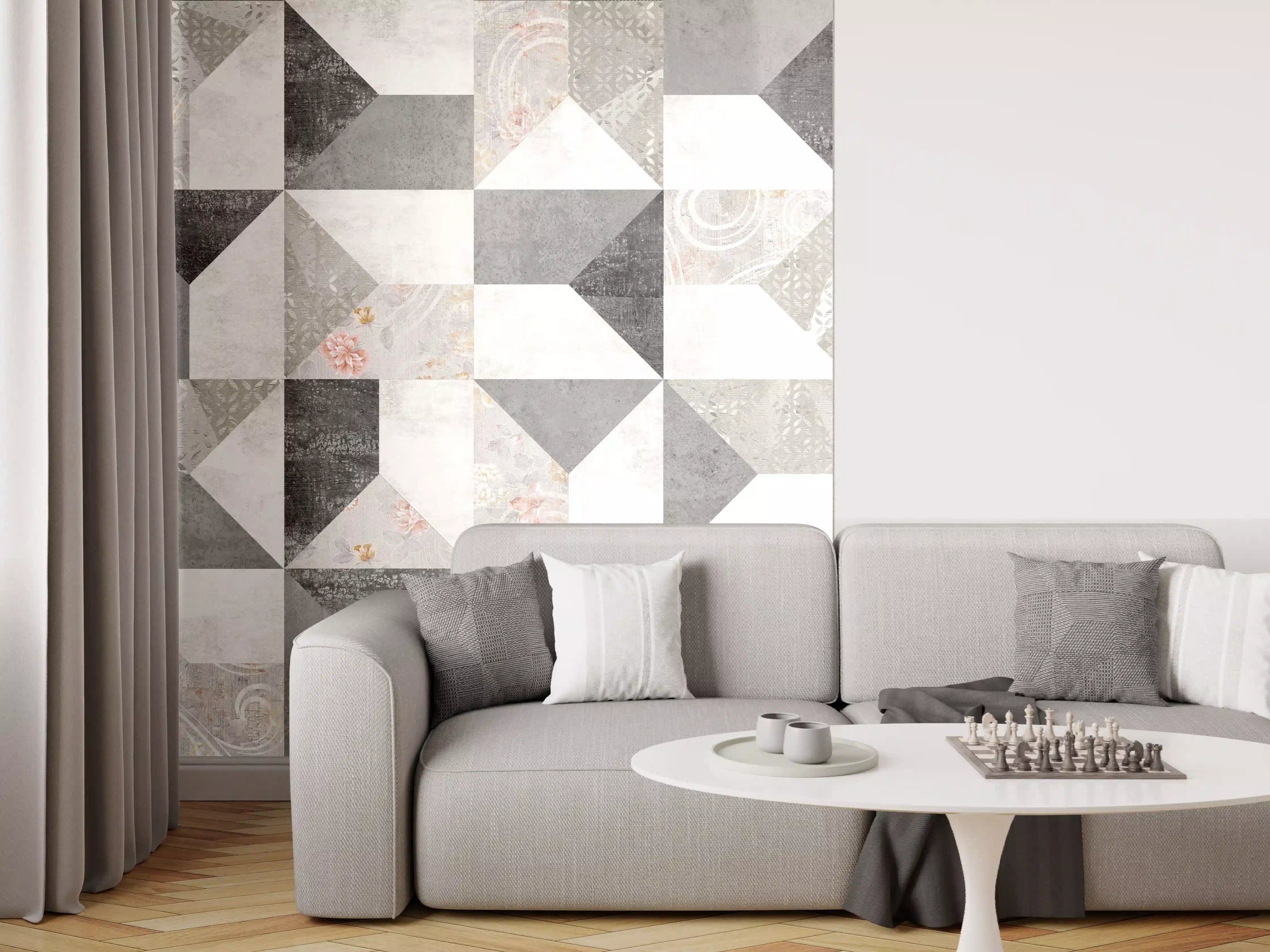 Wandverkleidung Wohnzimmer - Kreatives Fliesenmuster
