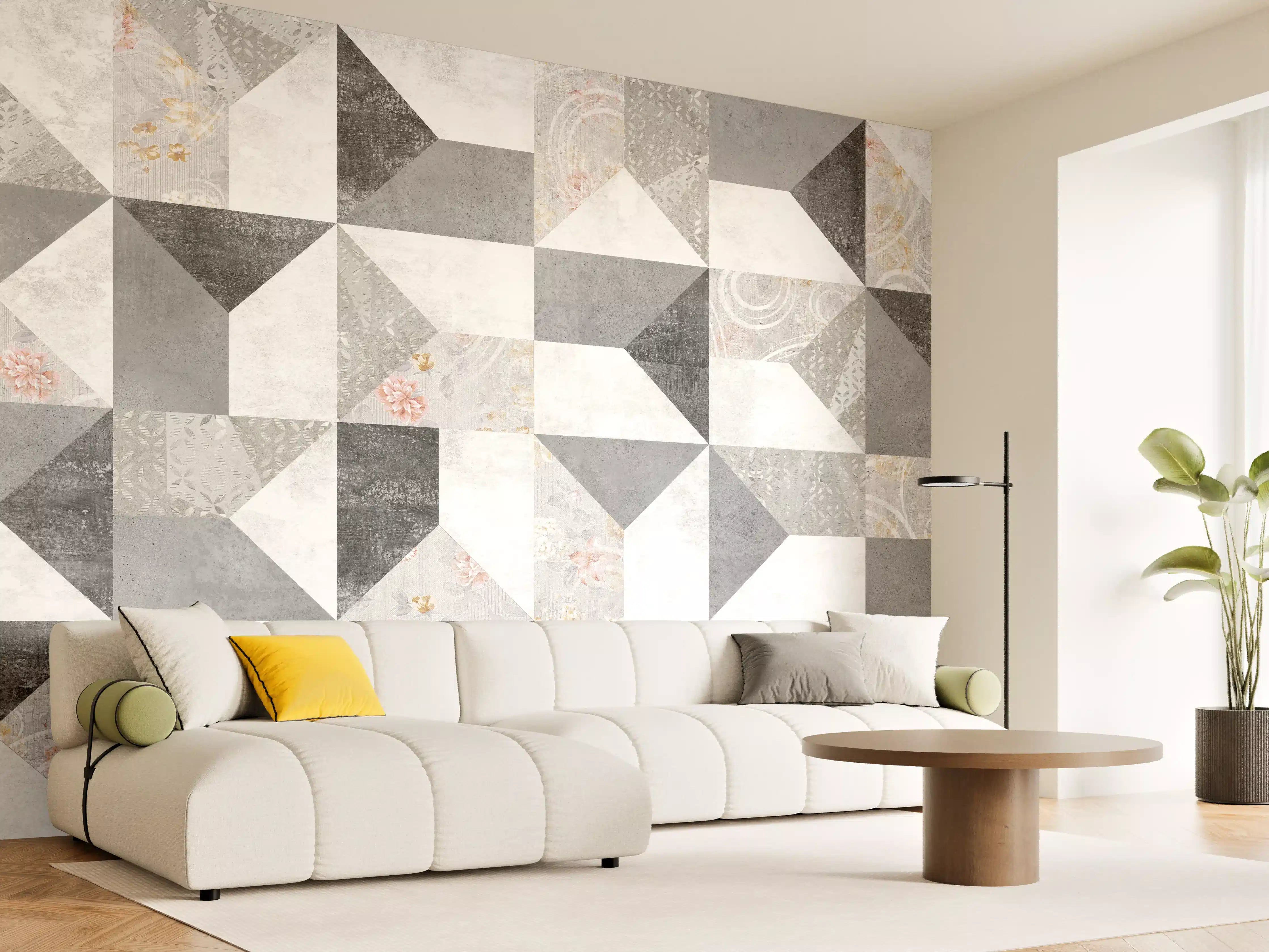Wandverkleidung Wohnzimmer - Kreatives Fliesenmuster