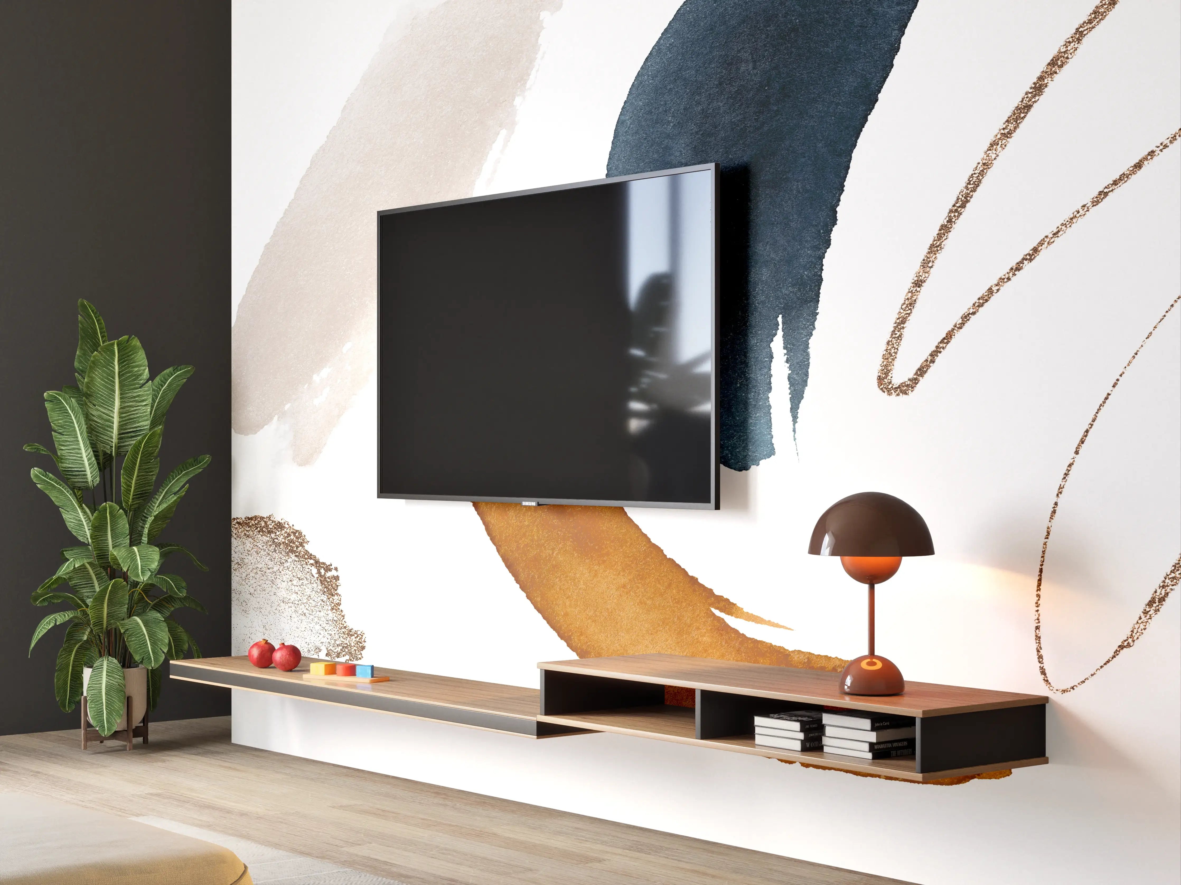Wandverkleidung Wohnzimmer - Künstlerisch abstrakte Elemente