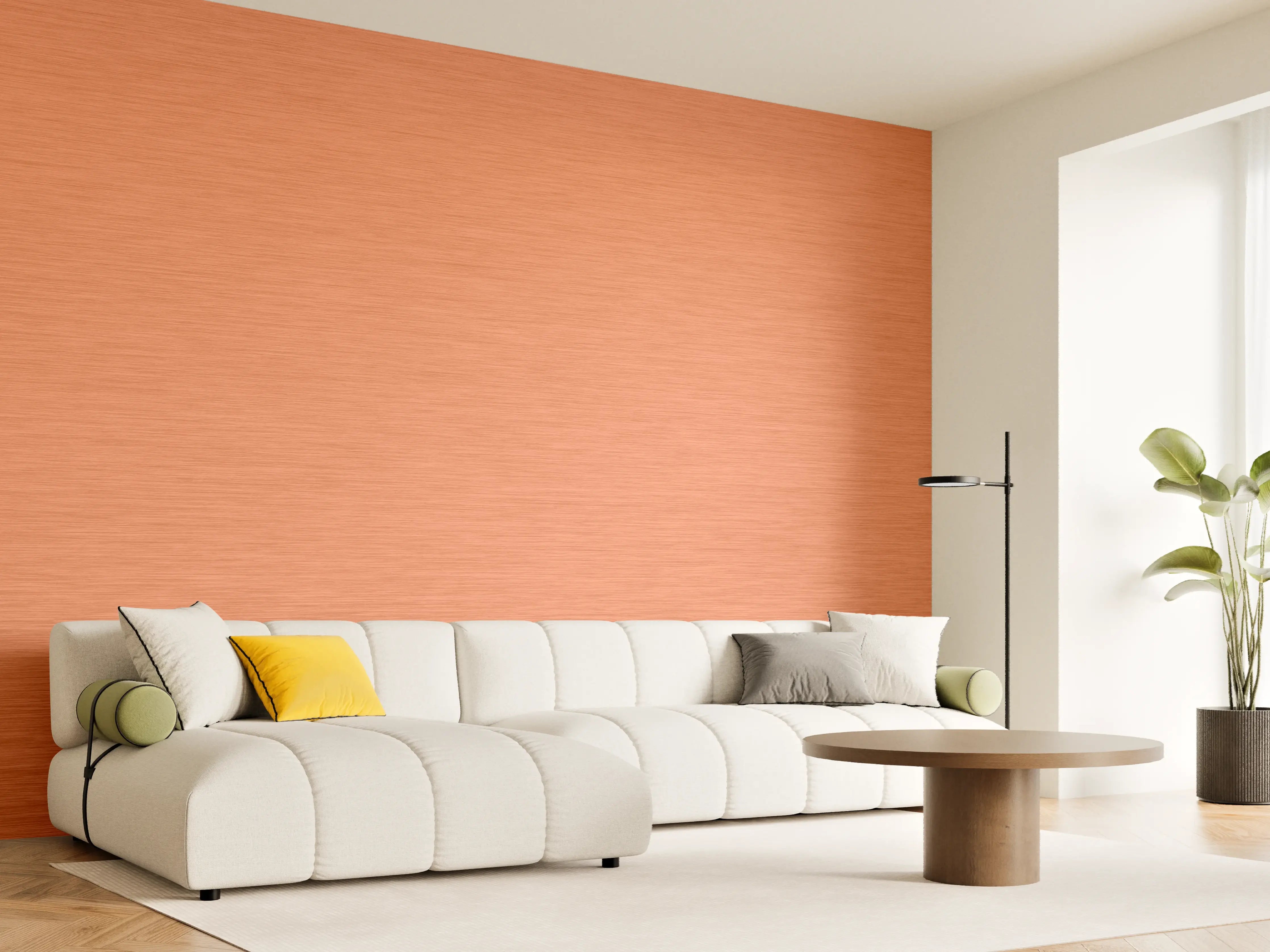 Wandverkleidung Wohnzimmer - Kupferfarbener Metall-Textur-Hintergrund
