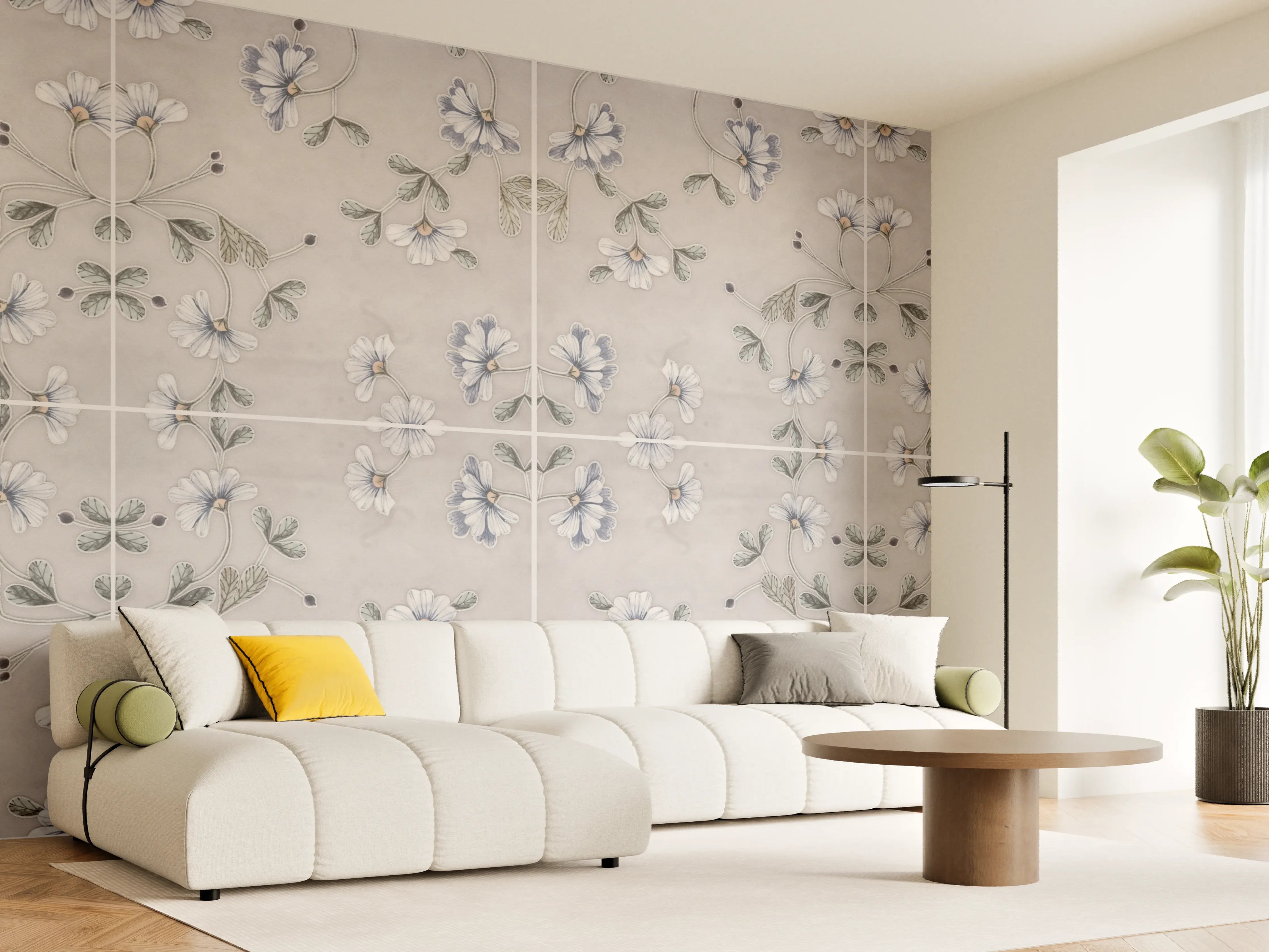Wandverkleidung Wohnzimmer - Lädierte Vintage Patchwork-Fliesen