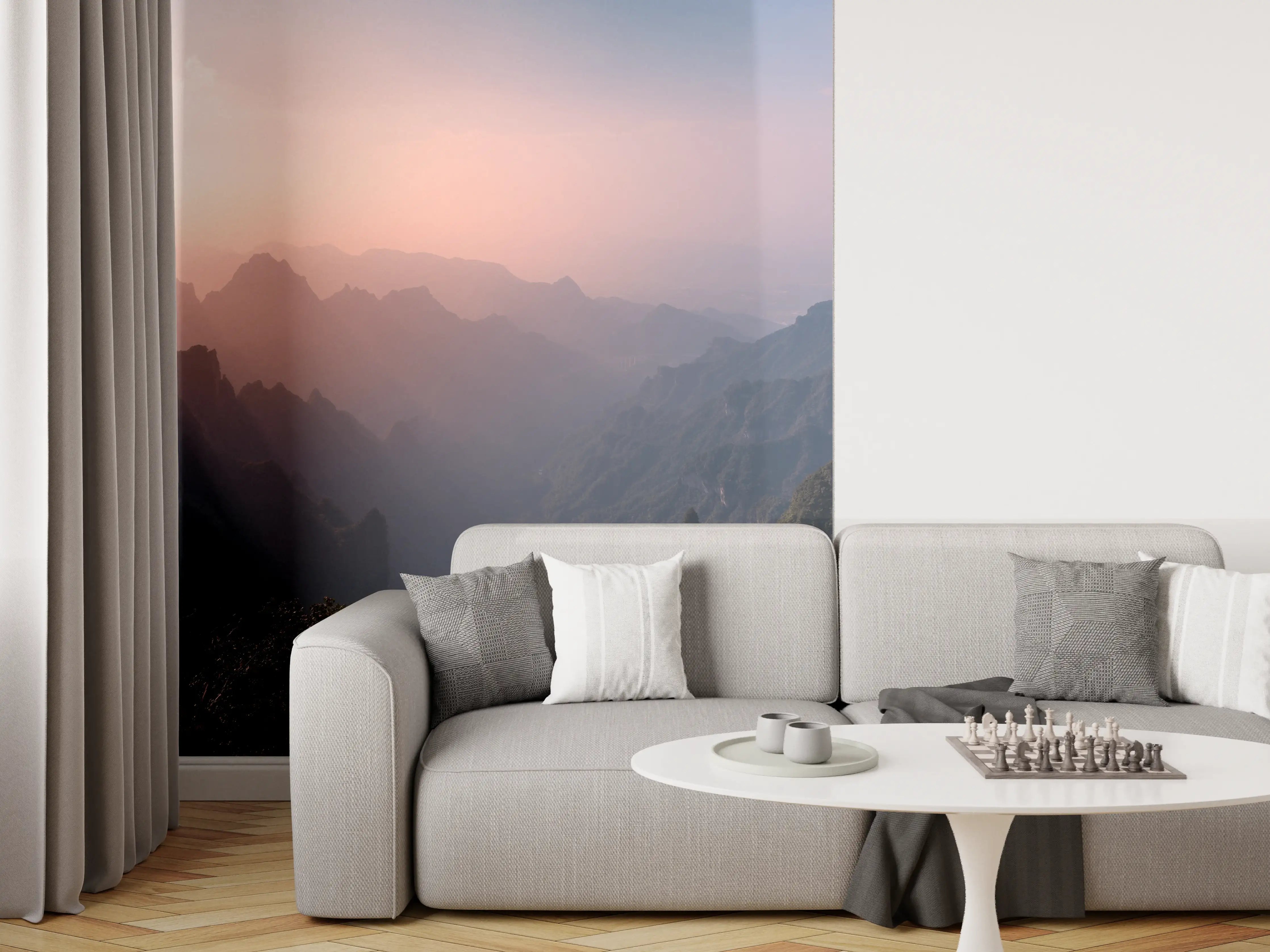 Wandverkleidung Wohnzimmer - Landschaftsblick - Berg Tianmen