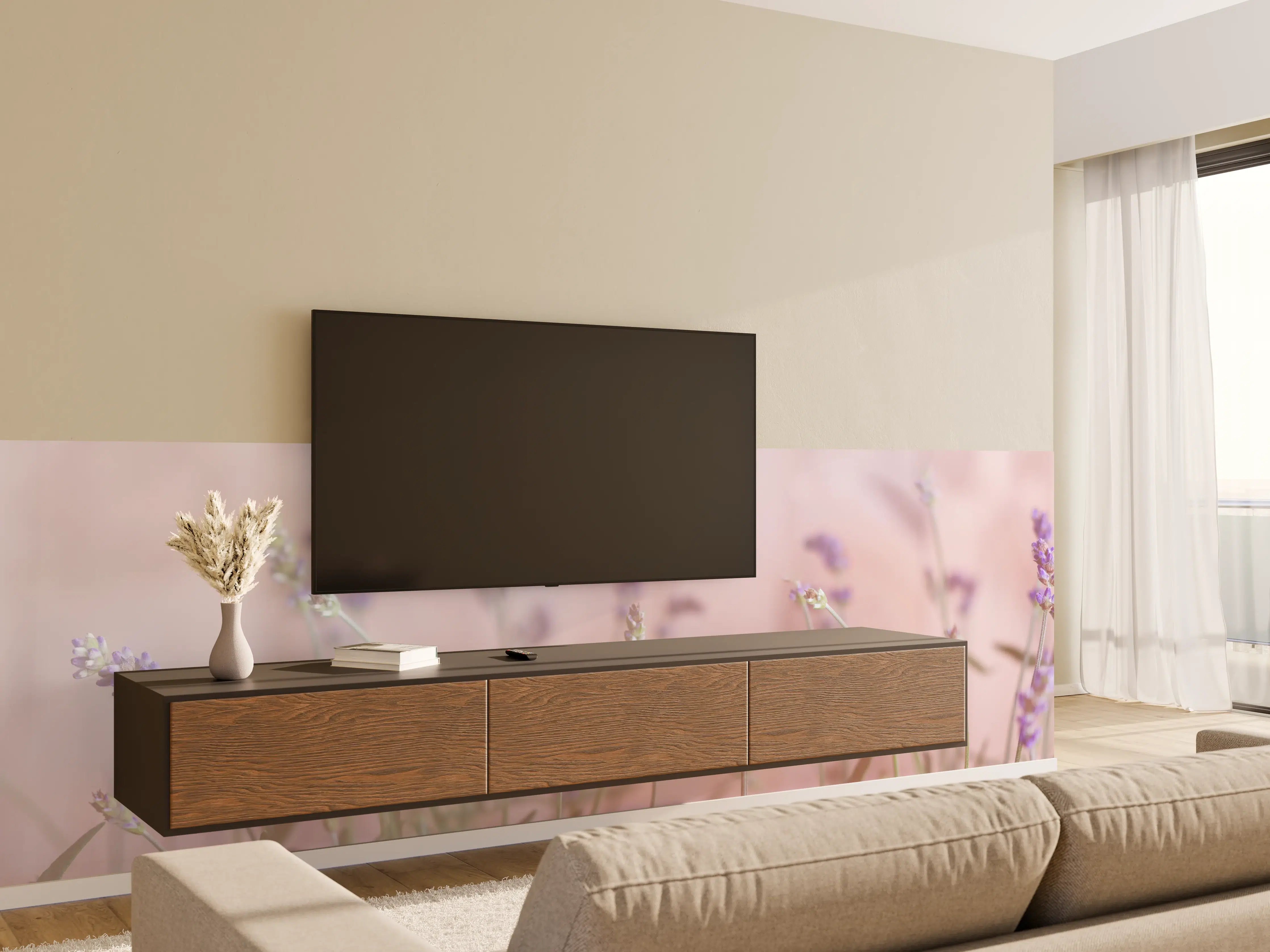 Wandverkleidung Wohnzimmer - Lavendel