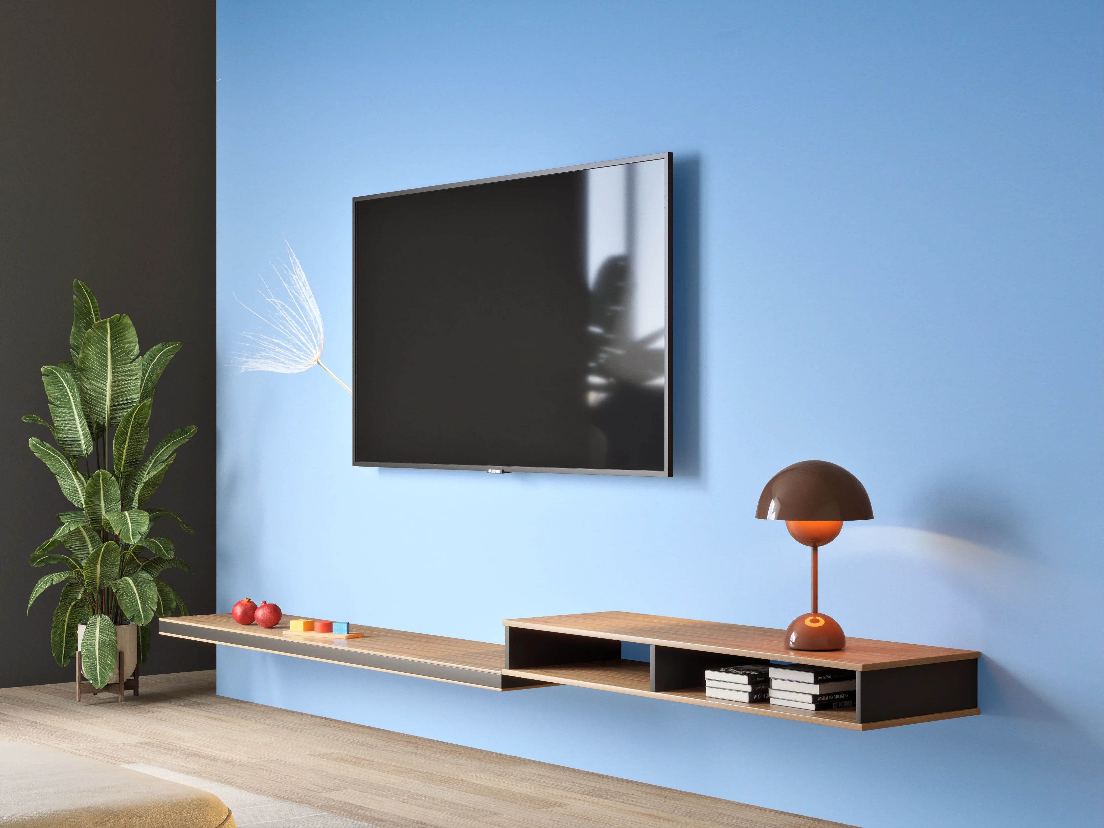 Wandverkleidung Wohnzimmer - Leichte Pusteblumen vor blauem Himmel