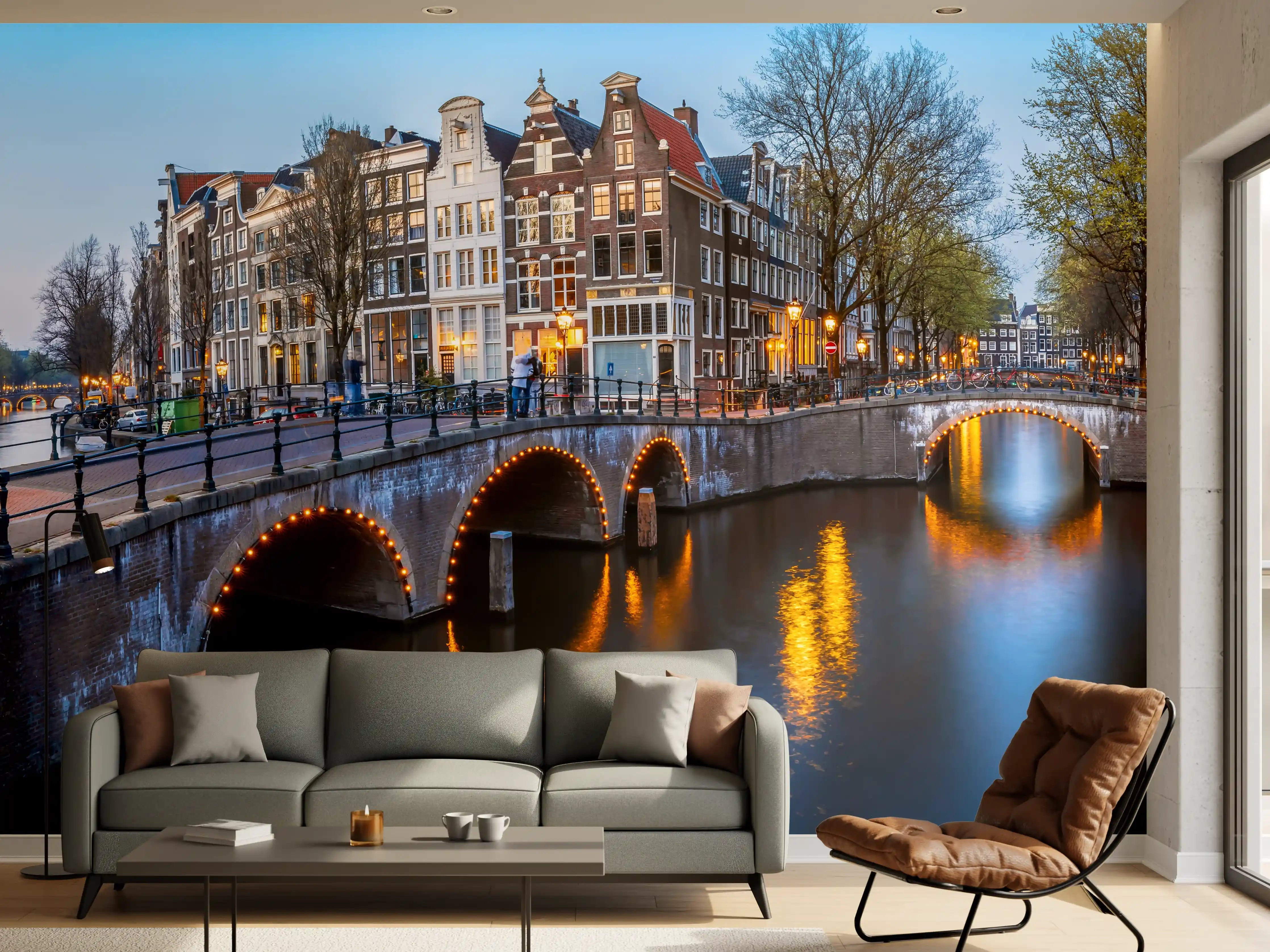 Wandverkleidung Wohnzimmer - Leidsegracht-Brücke - Amsterdam