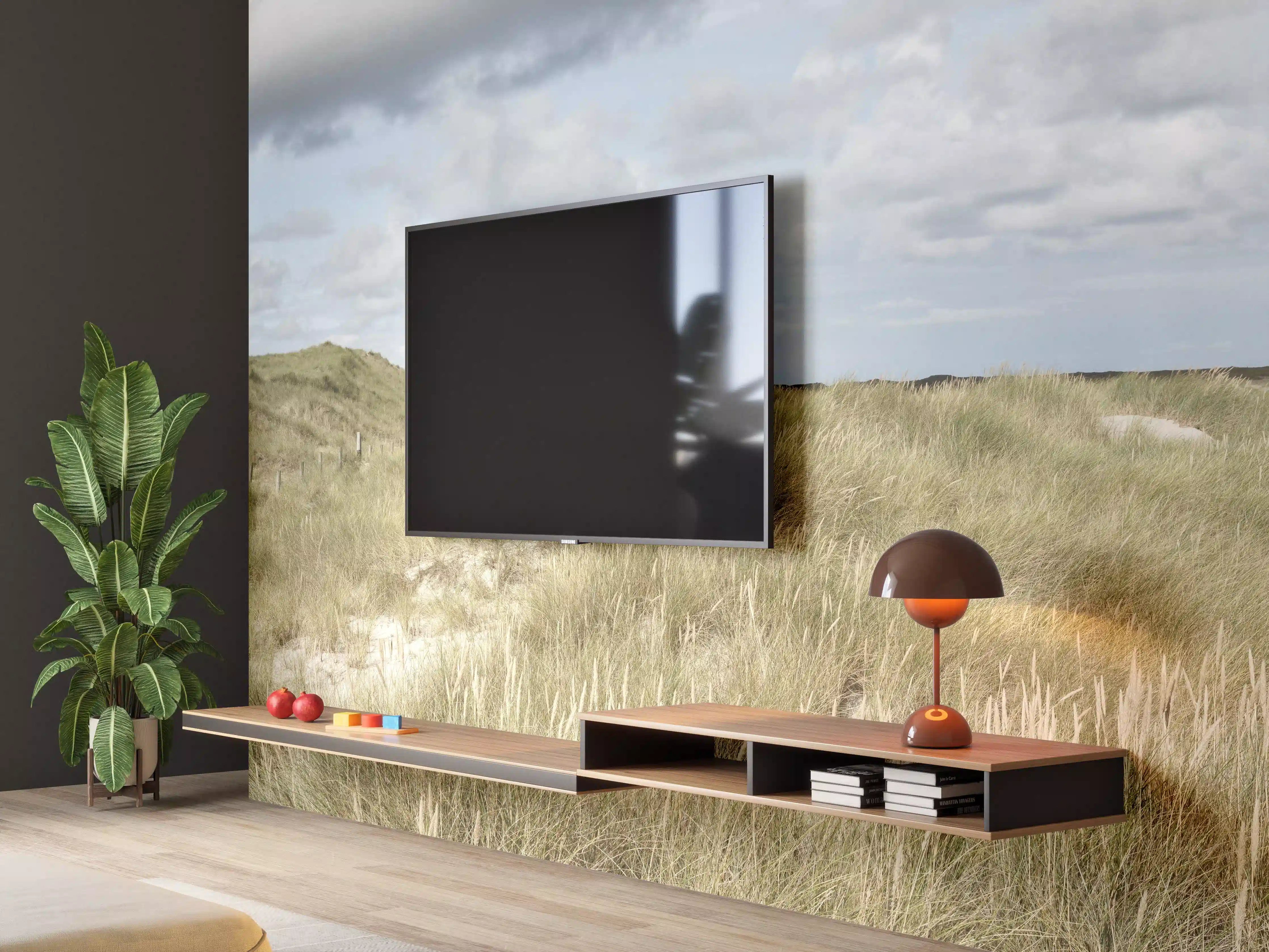 Wandverkleidung Wohnzimmer - Leuchtturm in der Küstenlandschaft
