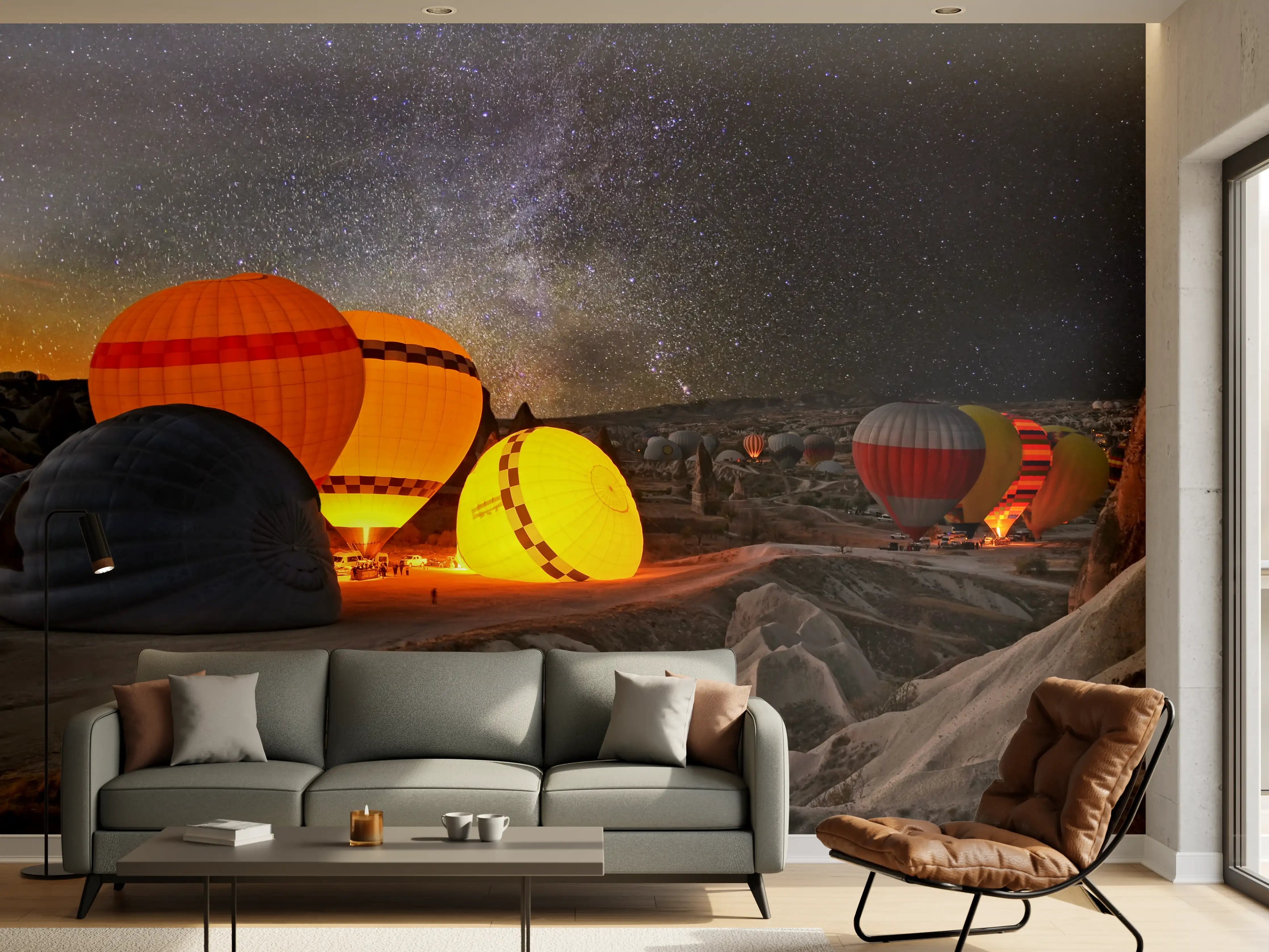 Wandverkleidung Wohnzimmer - Lichterglanz bei Nacht in der Wüste