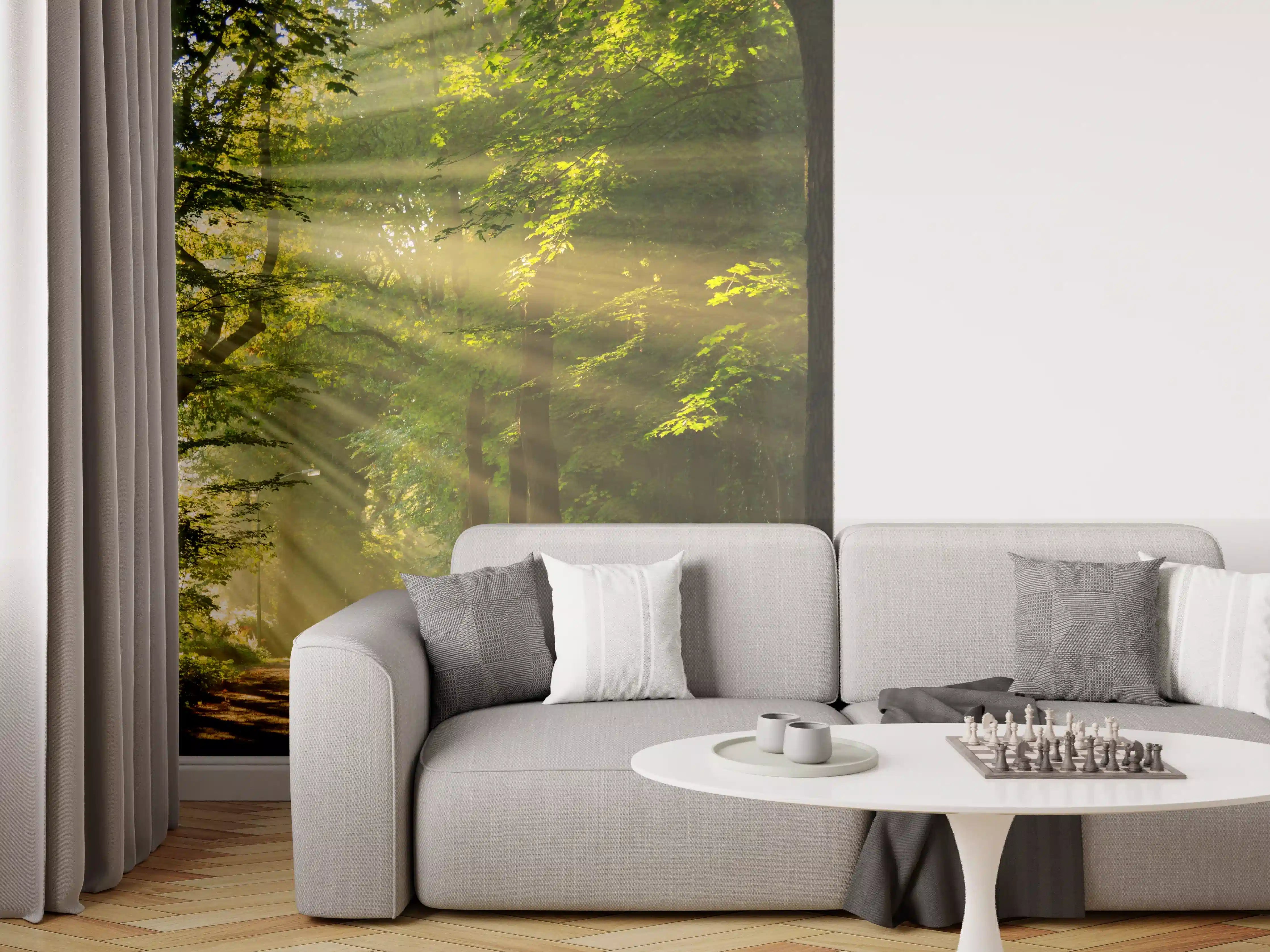 Wandverkleidung Wohnzimmer - Lichtspiele im grauen Walddach
