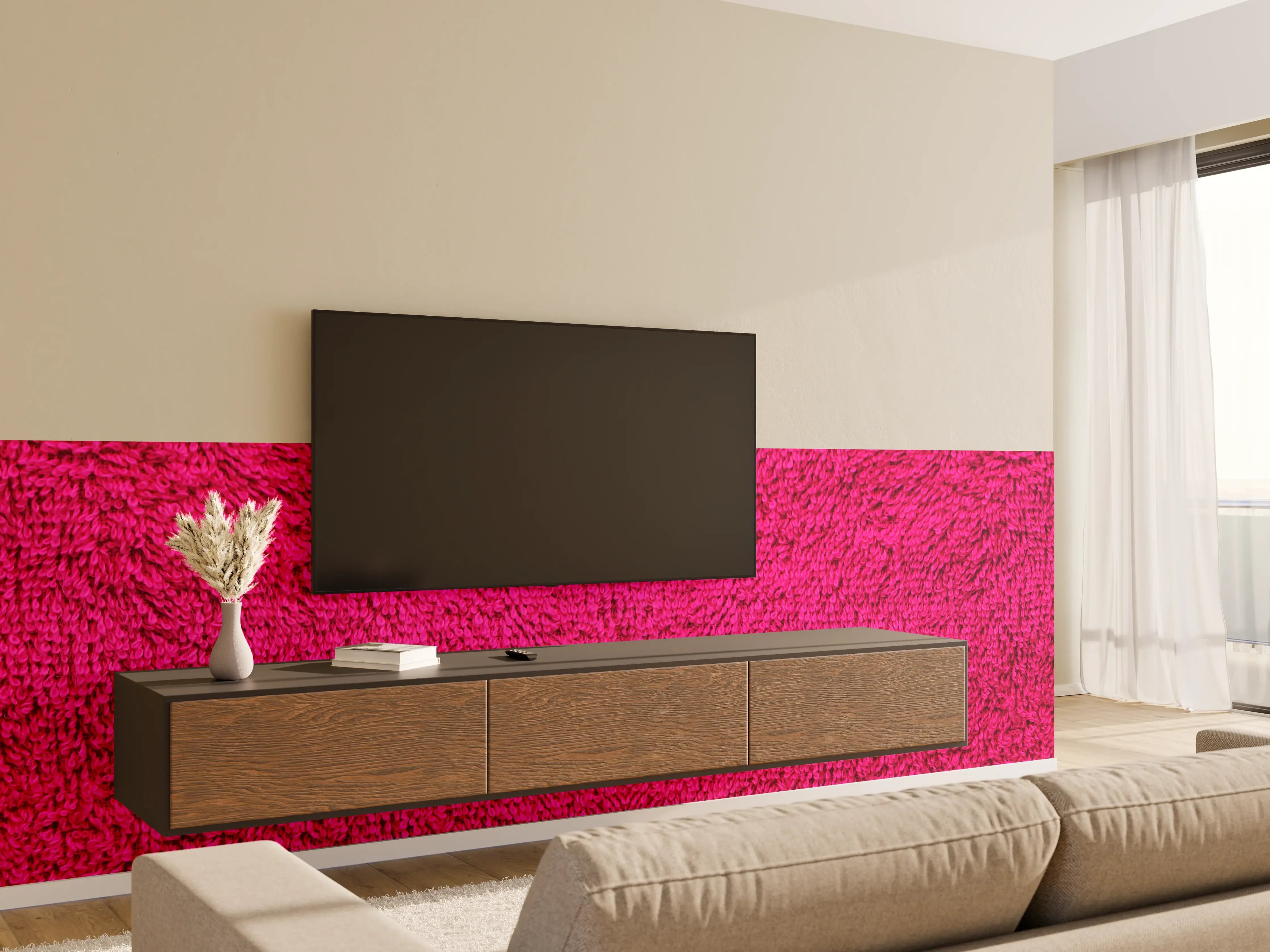 Wandverkleidung Wohnzimmer - Lila Frottee Handtuch Textur