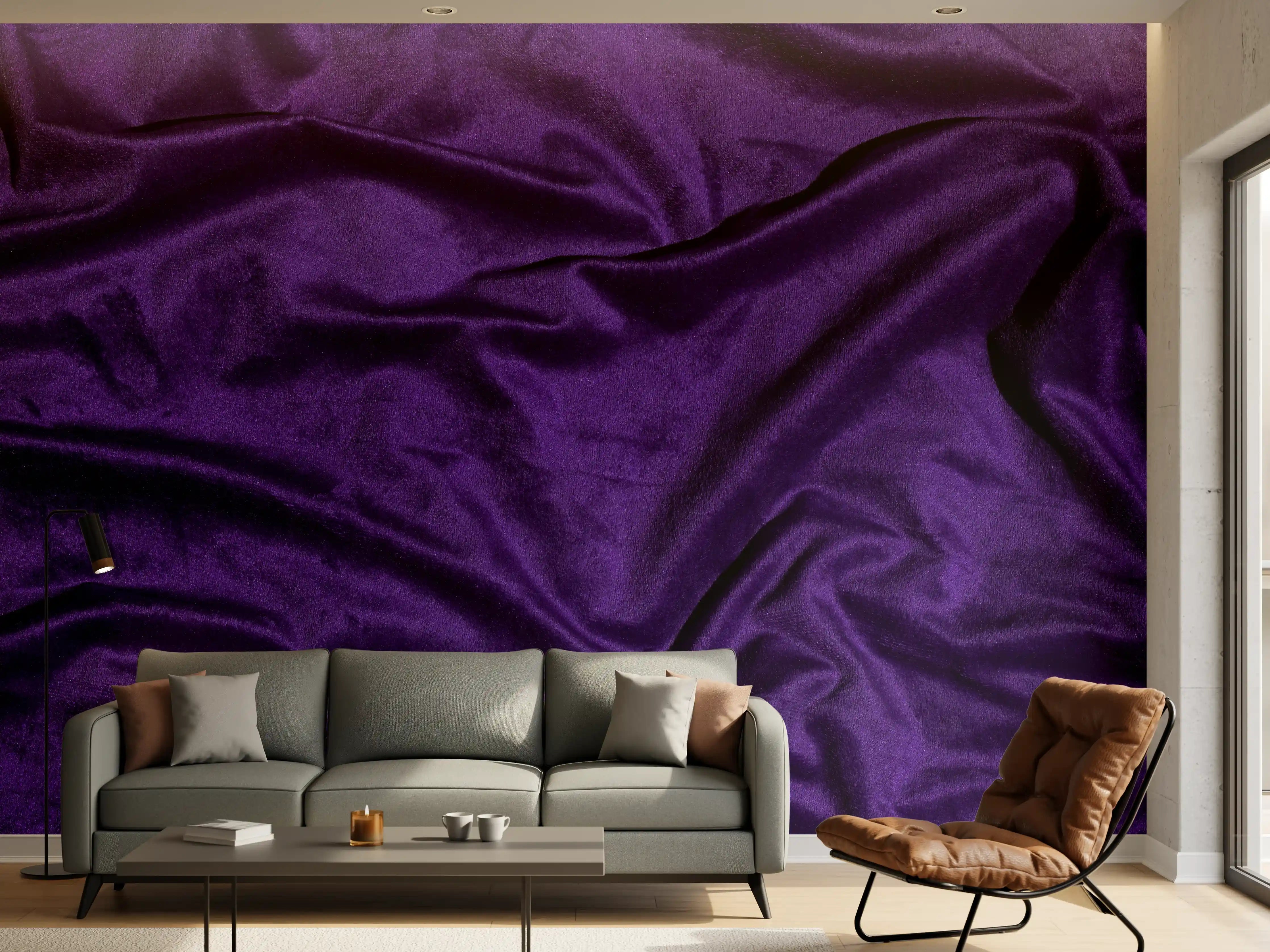 Wandverkleidung Wohnzimmer - Lila Satin Seide