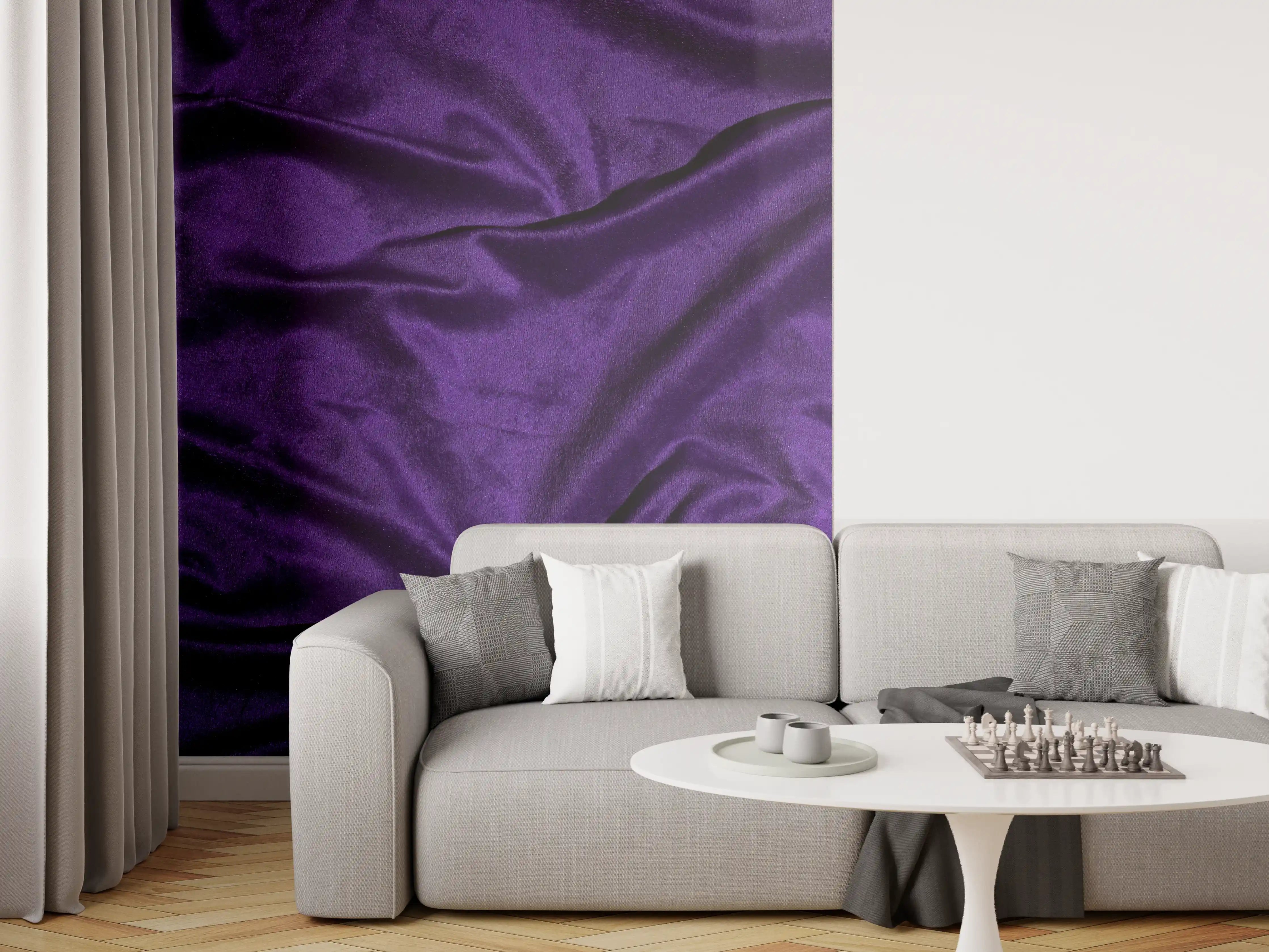 Wandverkleidung Wohnzimmer - Lila Satin Seide