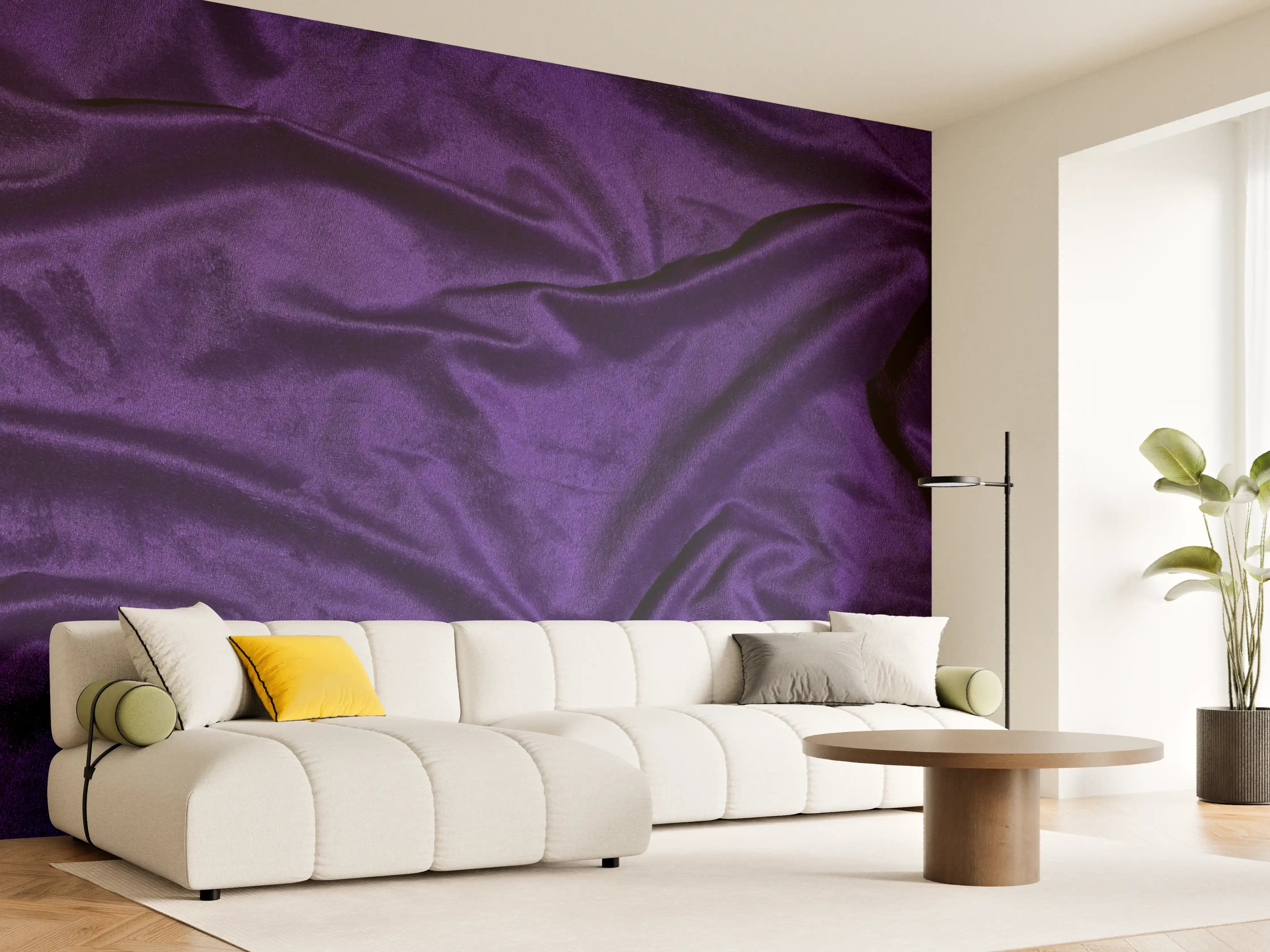 Wandverkleidung Wohnzimmer - Lila Satin Seide