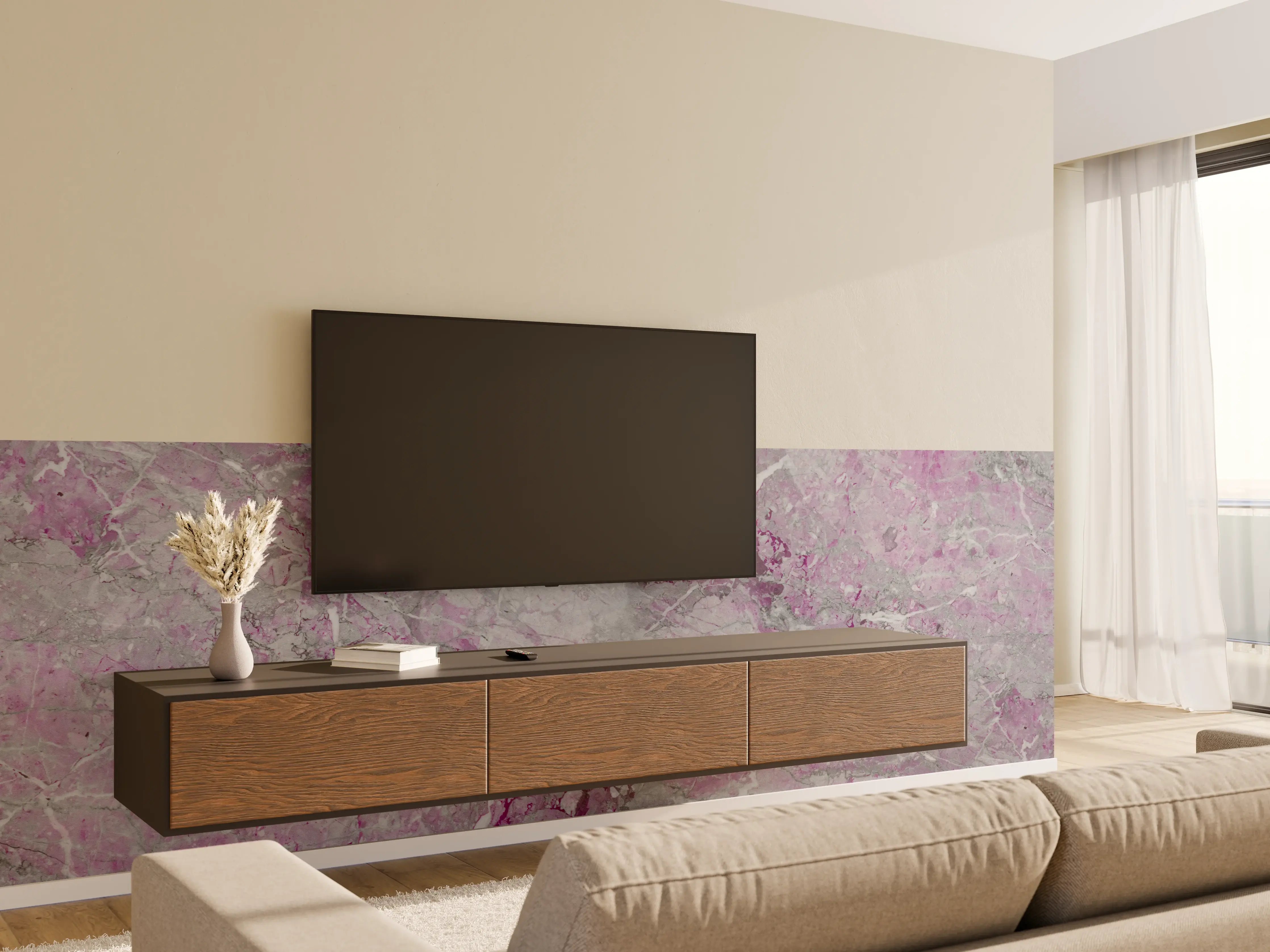 Wandverkleidung Wohnzimmer - Lila fleckige Marmor Hintergrund