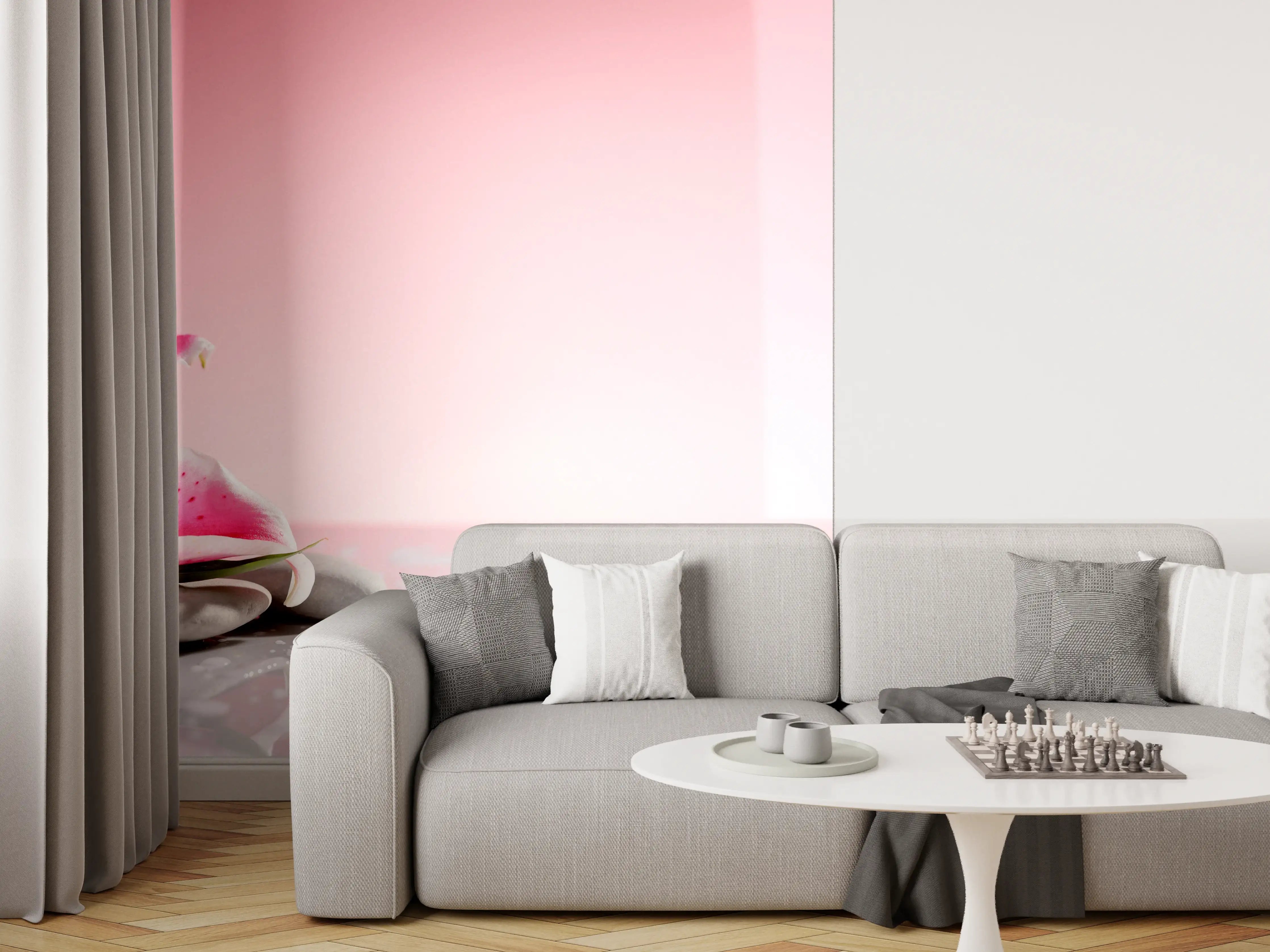 Wandverkleidung Wohnzimmer - Lilie und Massagesteine