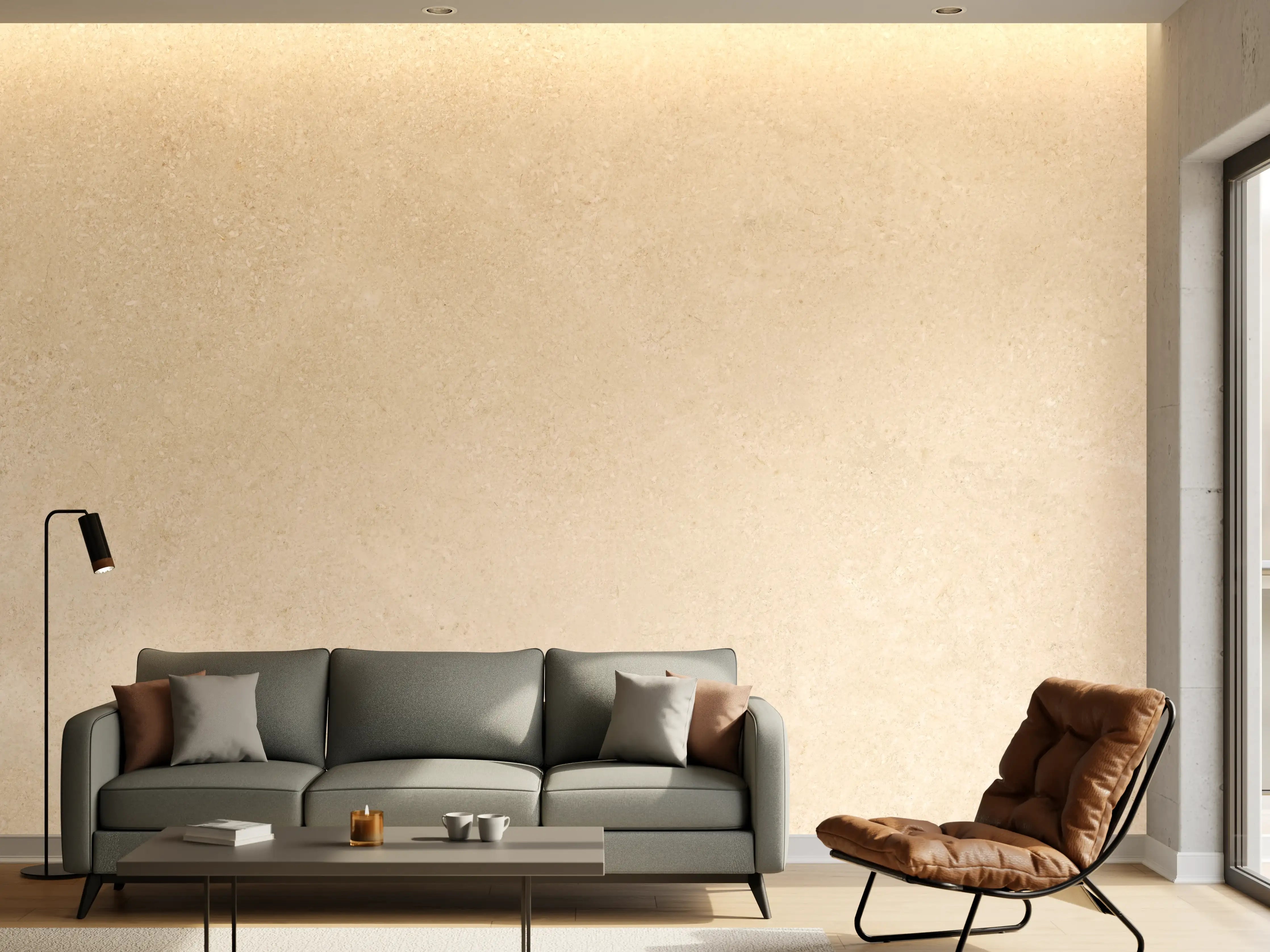 Wandverkleidung Wohnzimmer - Limestone Marble Cream Texture