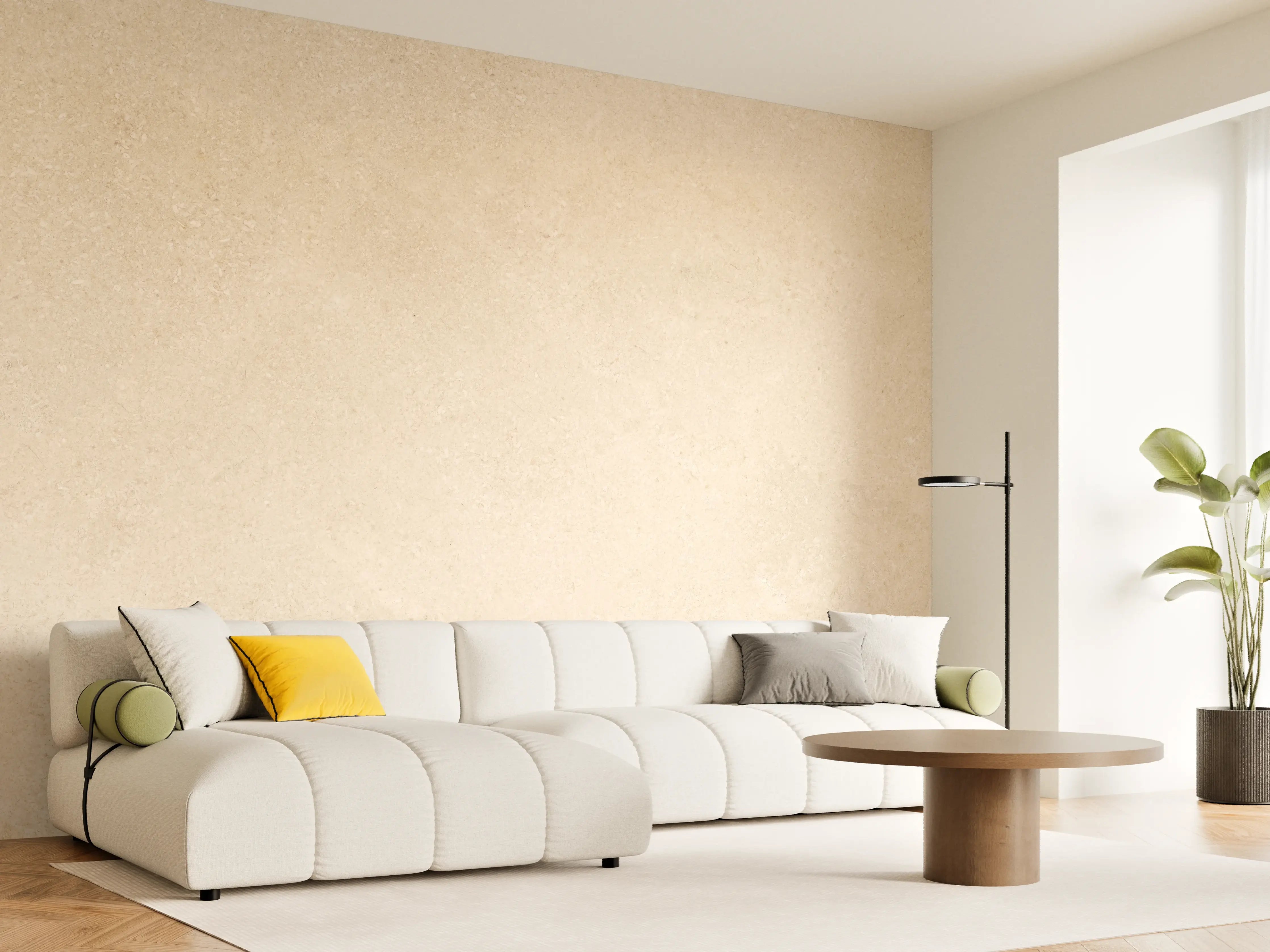 Wandverkleidung Wohnzimmer - Limestone Marble Cream Texture