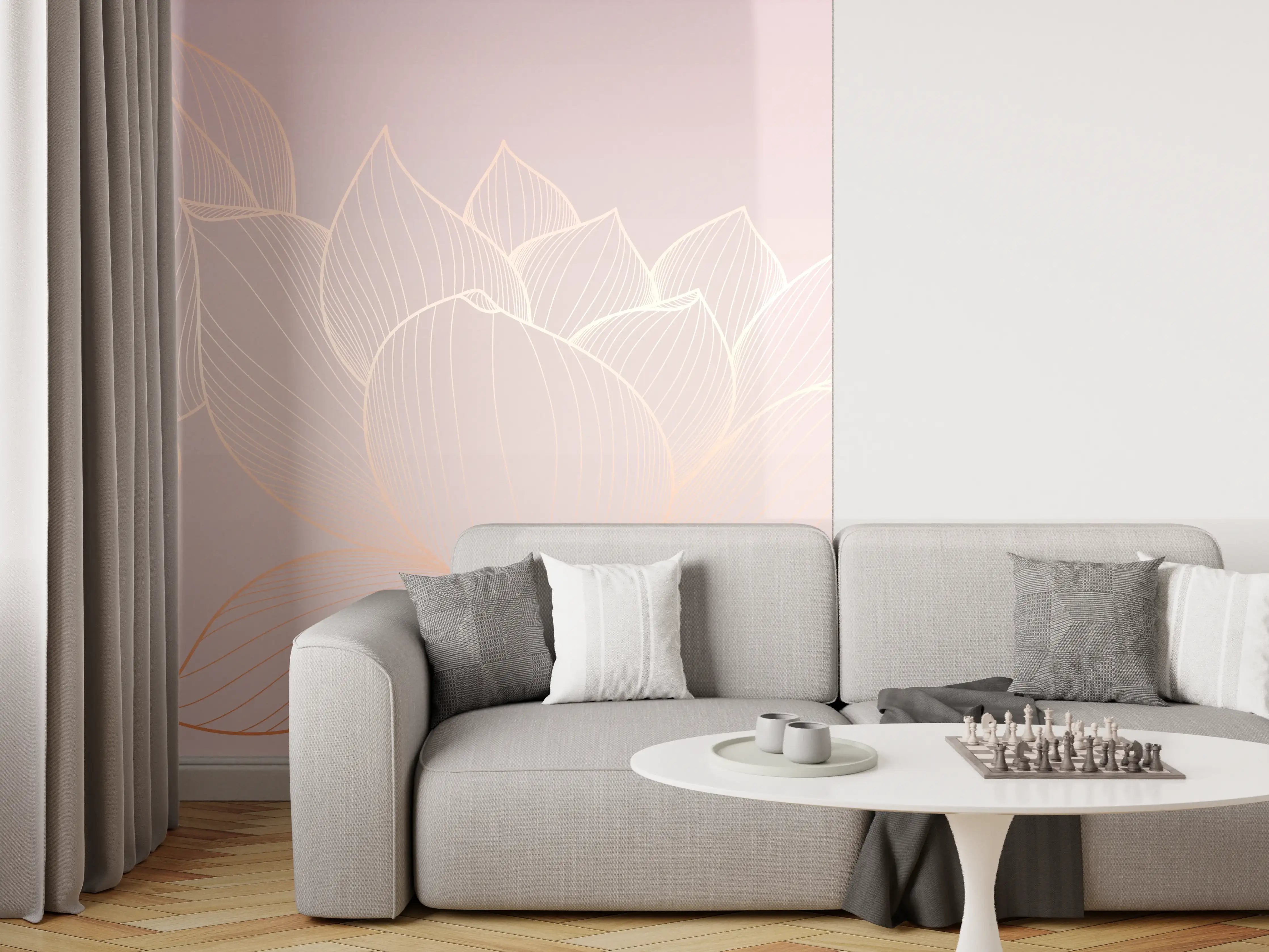 Wandverkleidung Wohnzimmer - Lotus-Lineart Pastelltöne
