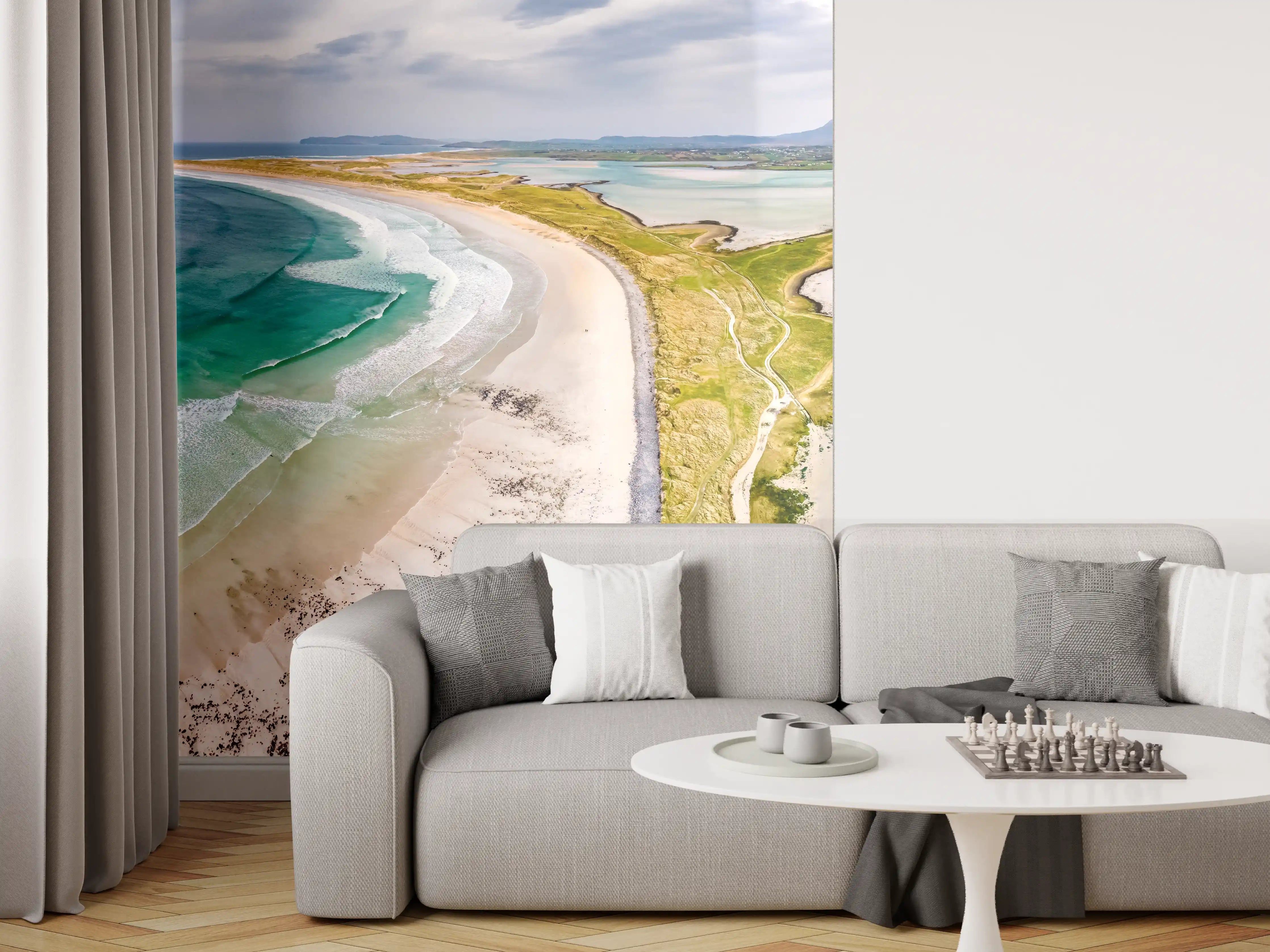 Wandverkleidung Wohnzimmer - Luftaufnahme der Küste von Magheraroarty-Irland