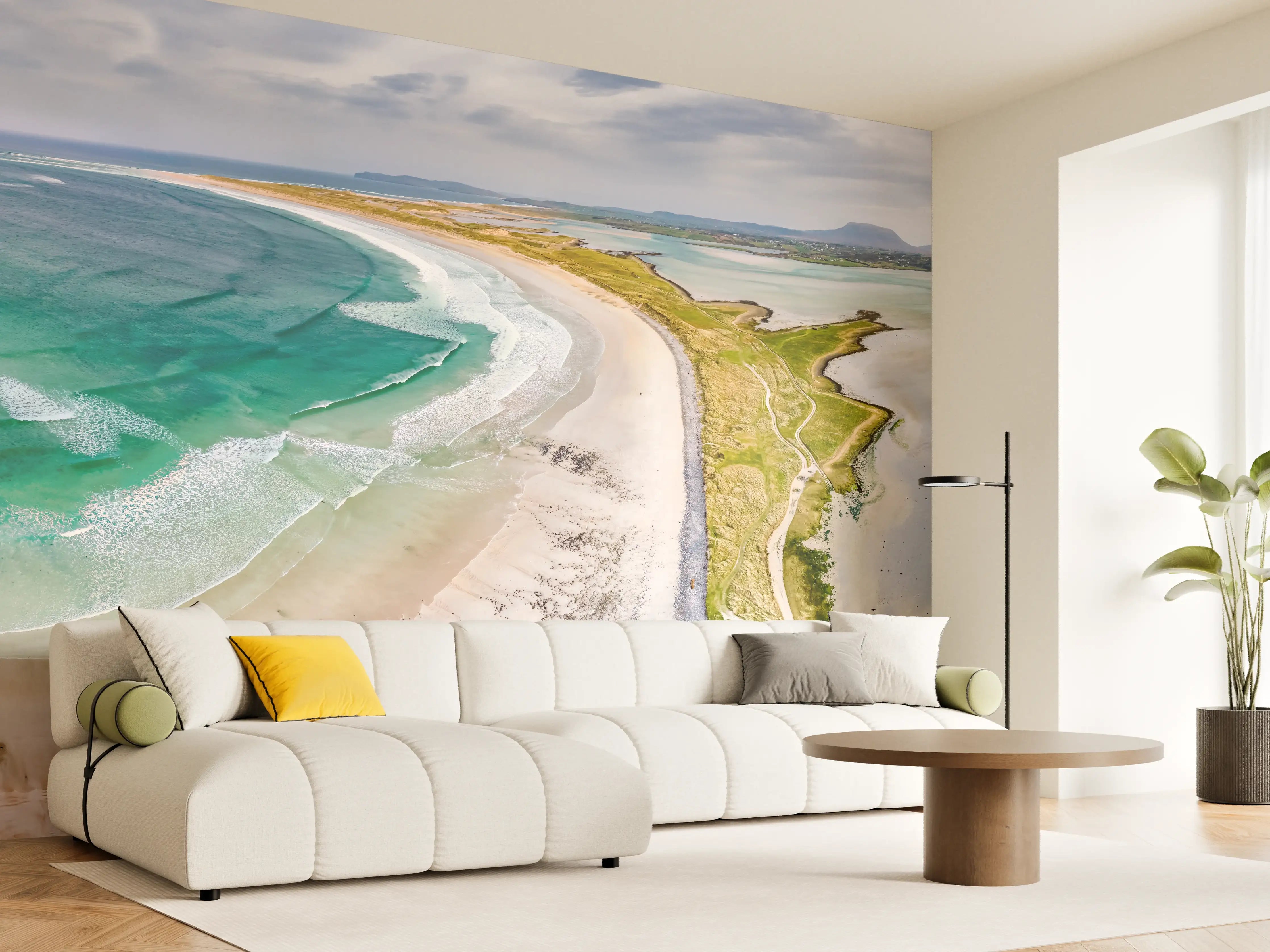 Wandverkleidung Wohnzimmer - Luftaufnahme der Küste von Magheraroarty-Irland