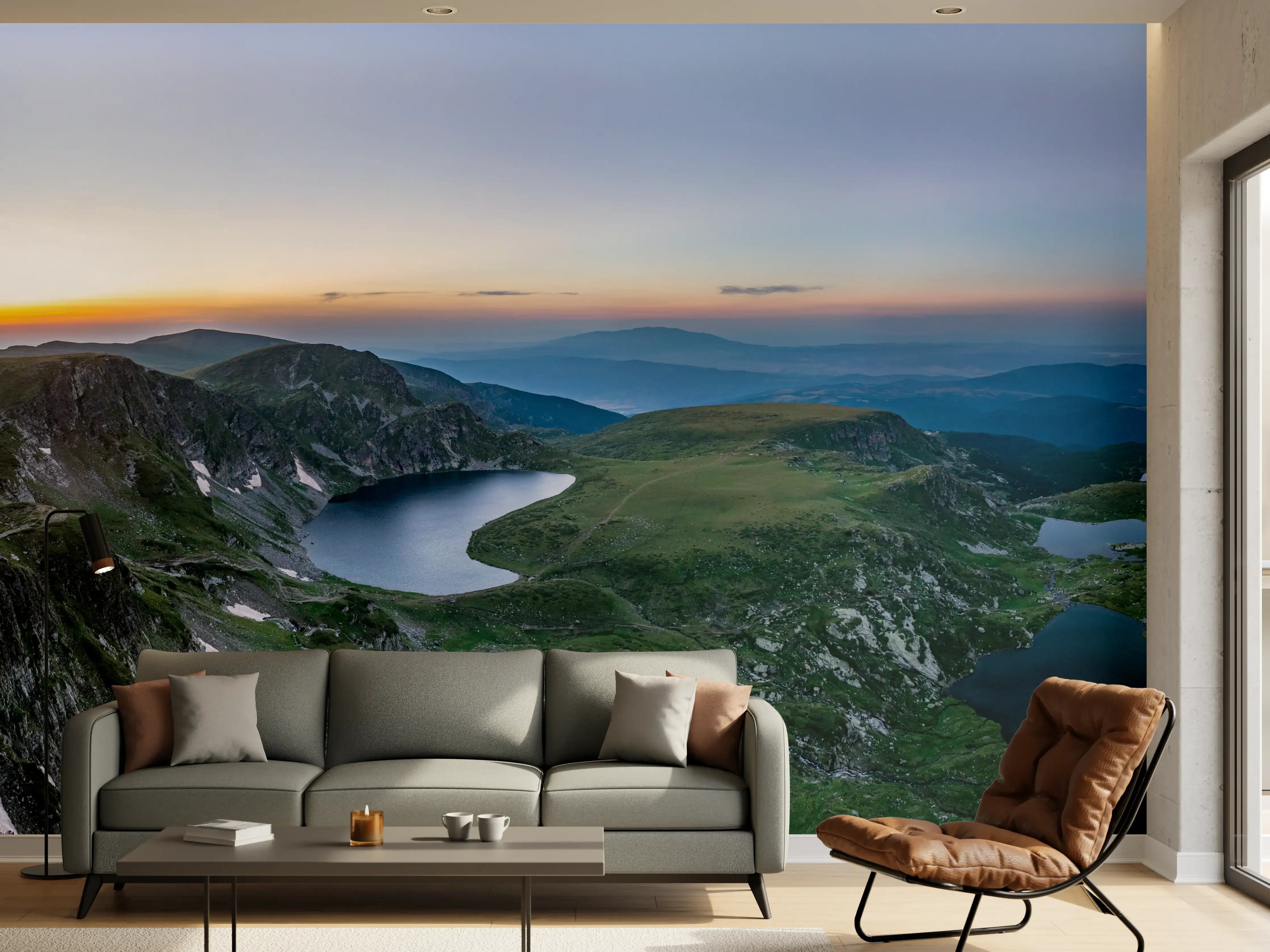 Wandverkleidung Wohnzimmer - Luftaufnahme der sieben Rila-Seen - Bulgarien