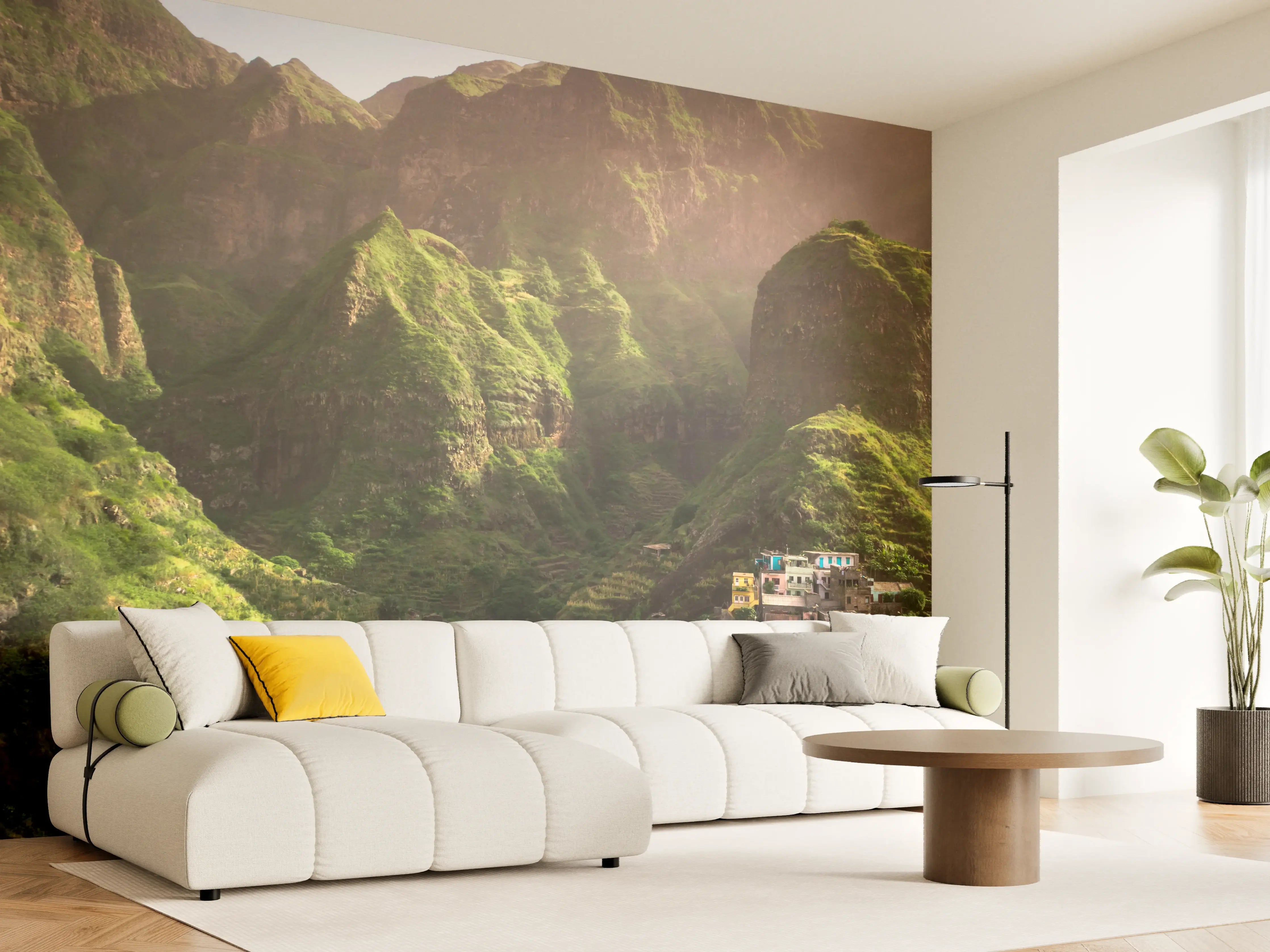 Wandverkleidung Wohnzimmer - Luftaufnahme von Fontainhas - Kabo Verde