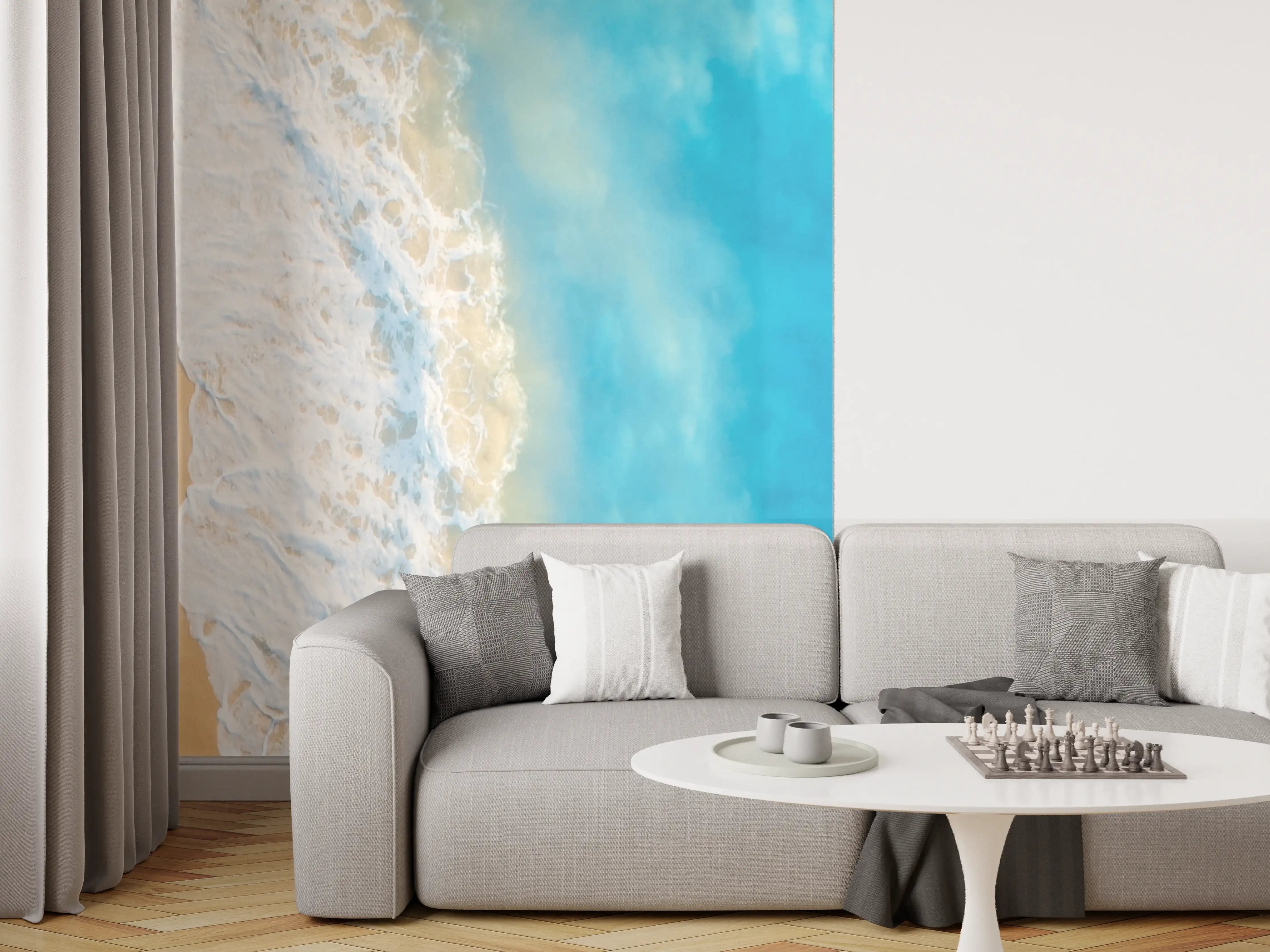 Wandverkleidung Wohnzimmer - Luftaufnahme von Regenschirm