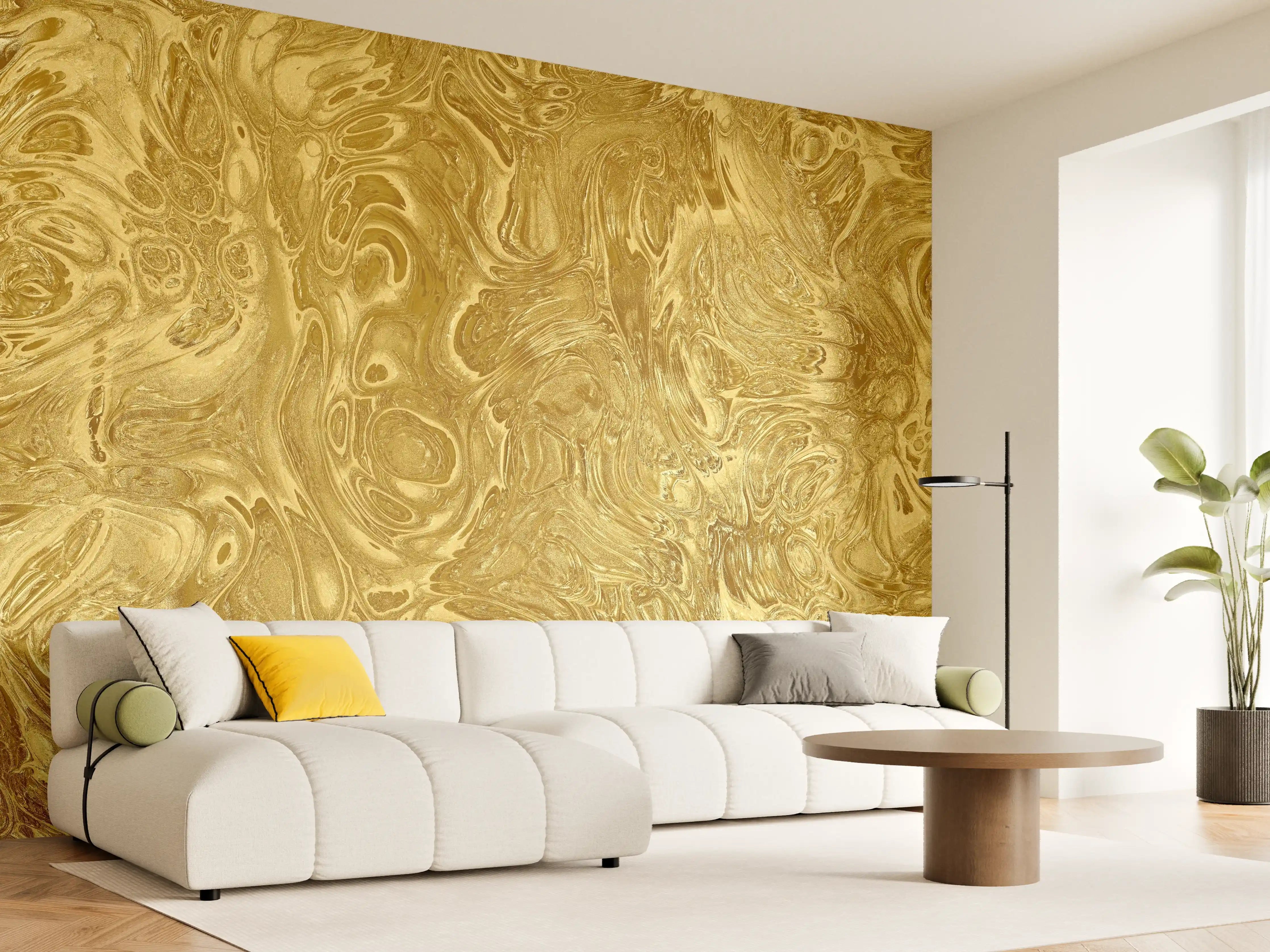 Wandverkleidung Wohnzimmer - Luxuriöse Gold-Marmoroptik – Eleganz pur