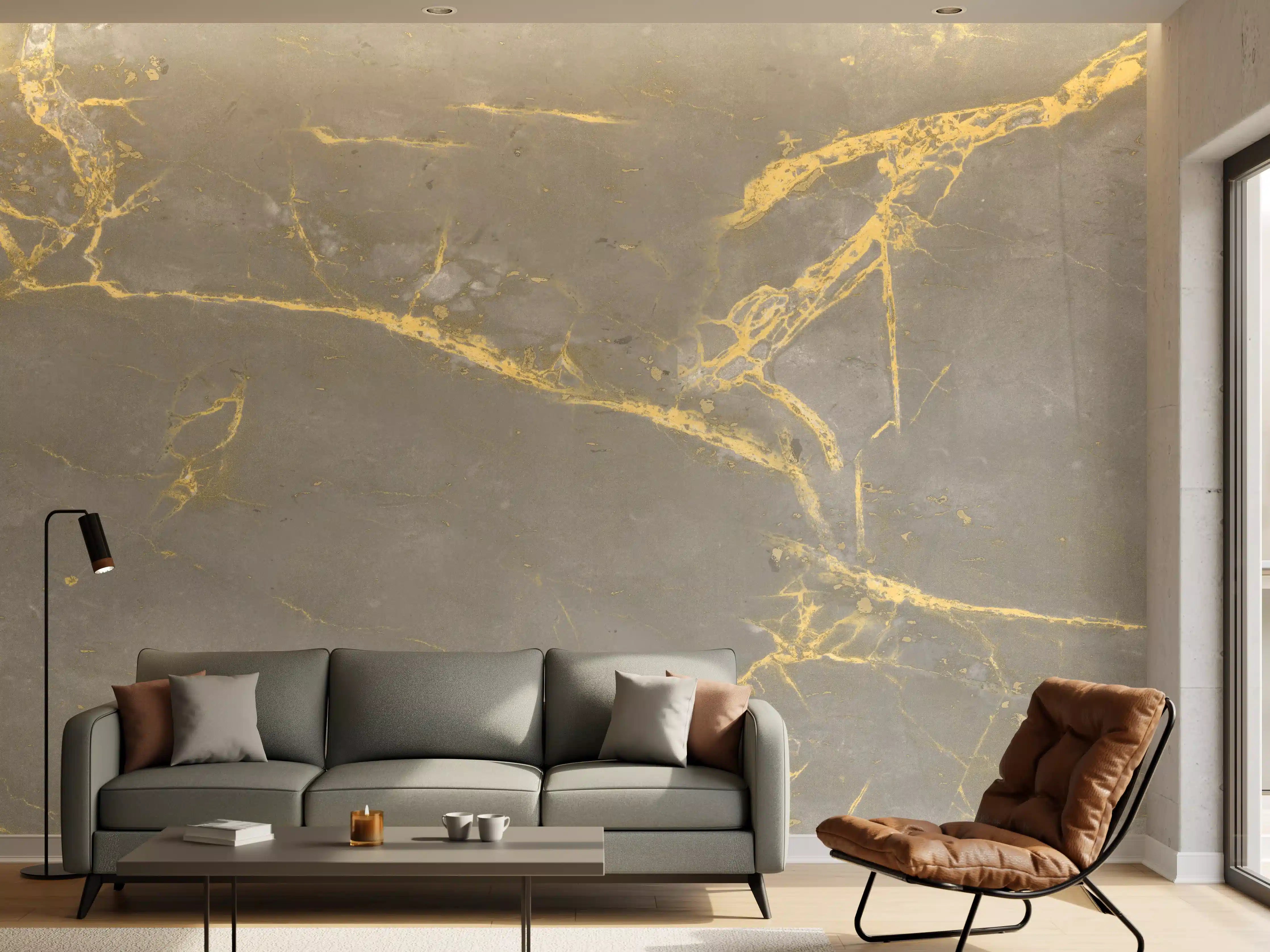 Wandverkleidung Wohnzimmer - Luxuriöse Goldmarmor-Textur