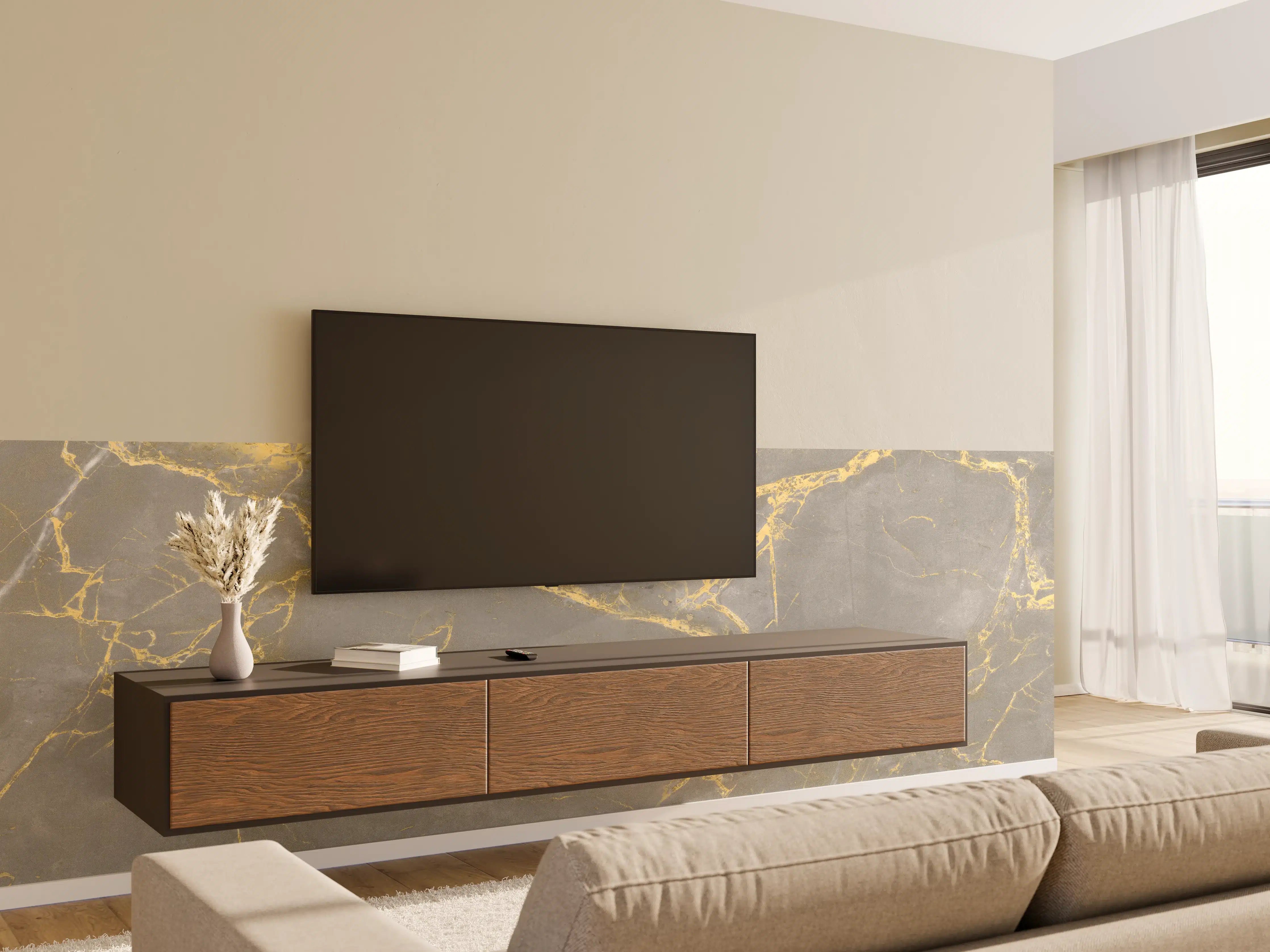 Wandverkleidung Wohnzimmer - Luxuriöse Goldmarmor-Textur