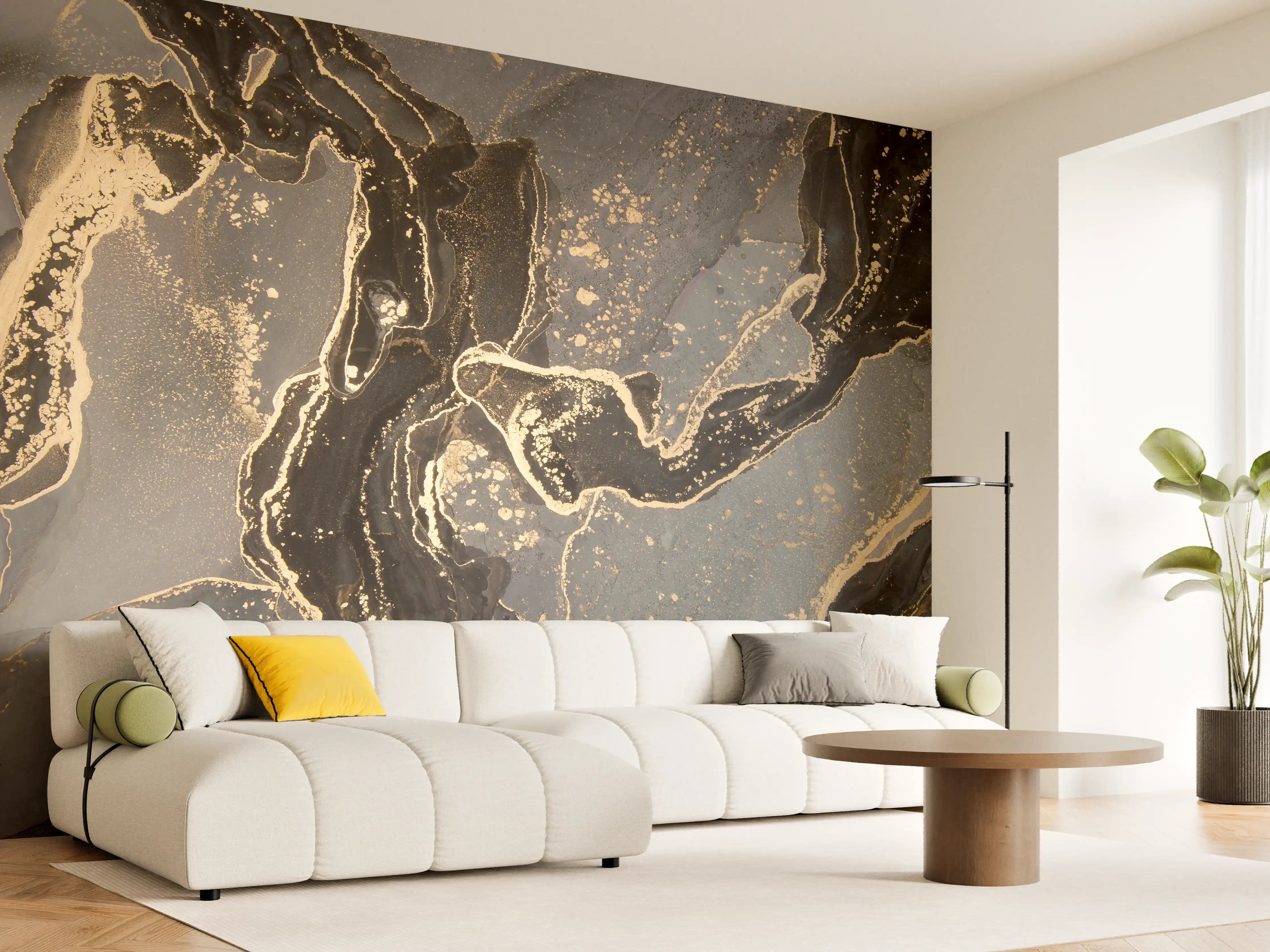 Wandverkleidung Wohnzimmer - Luxuriöse abstrakte Flüssigkunstmalerei