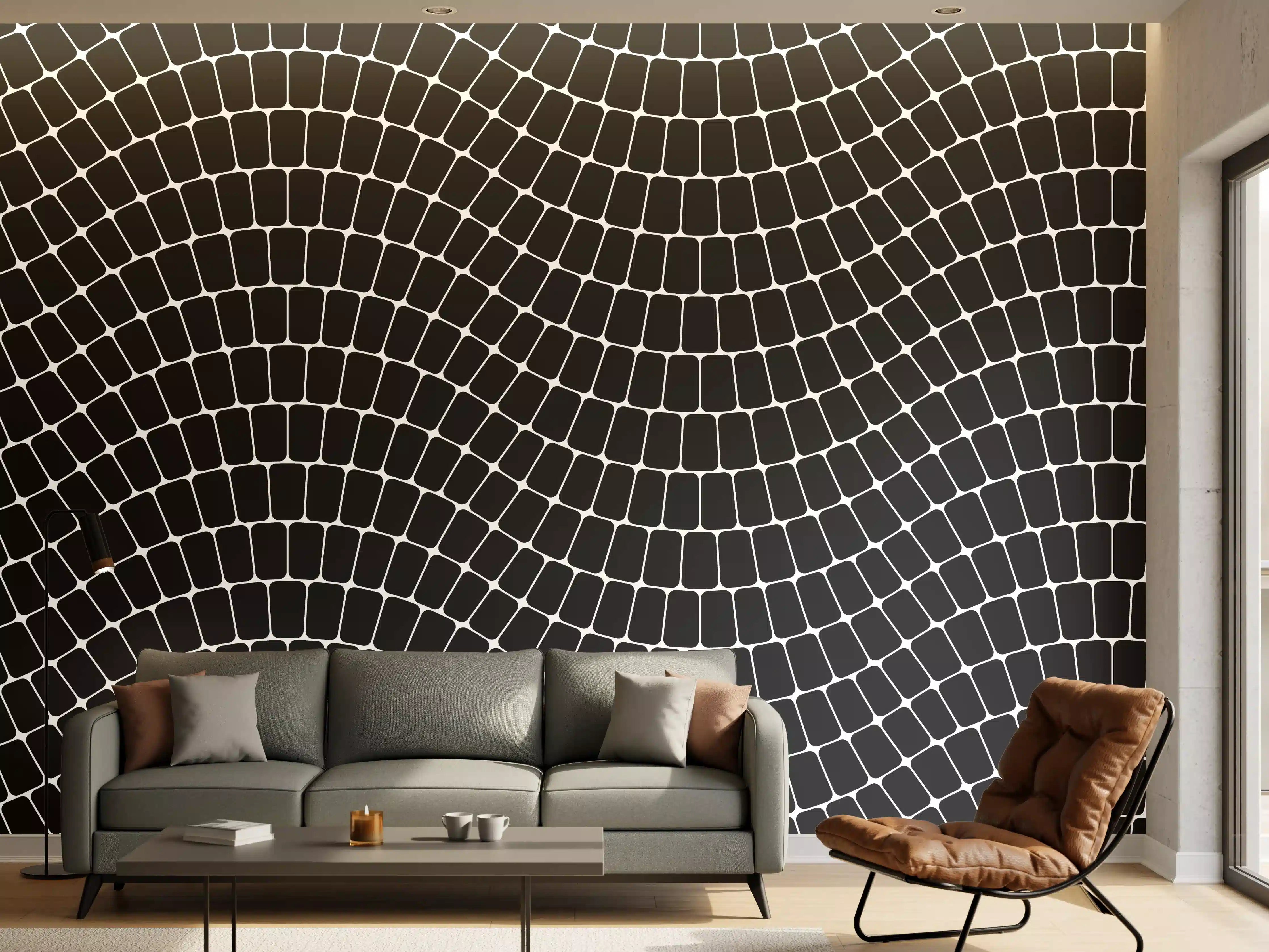 Wandverkleidung Wohnzimmer - Luxuriöse schwarze Wellenstruktur